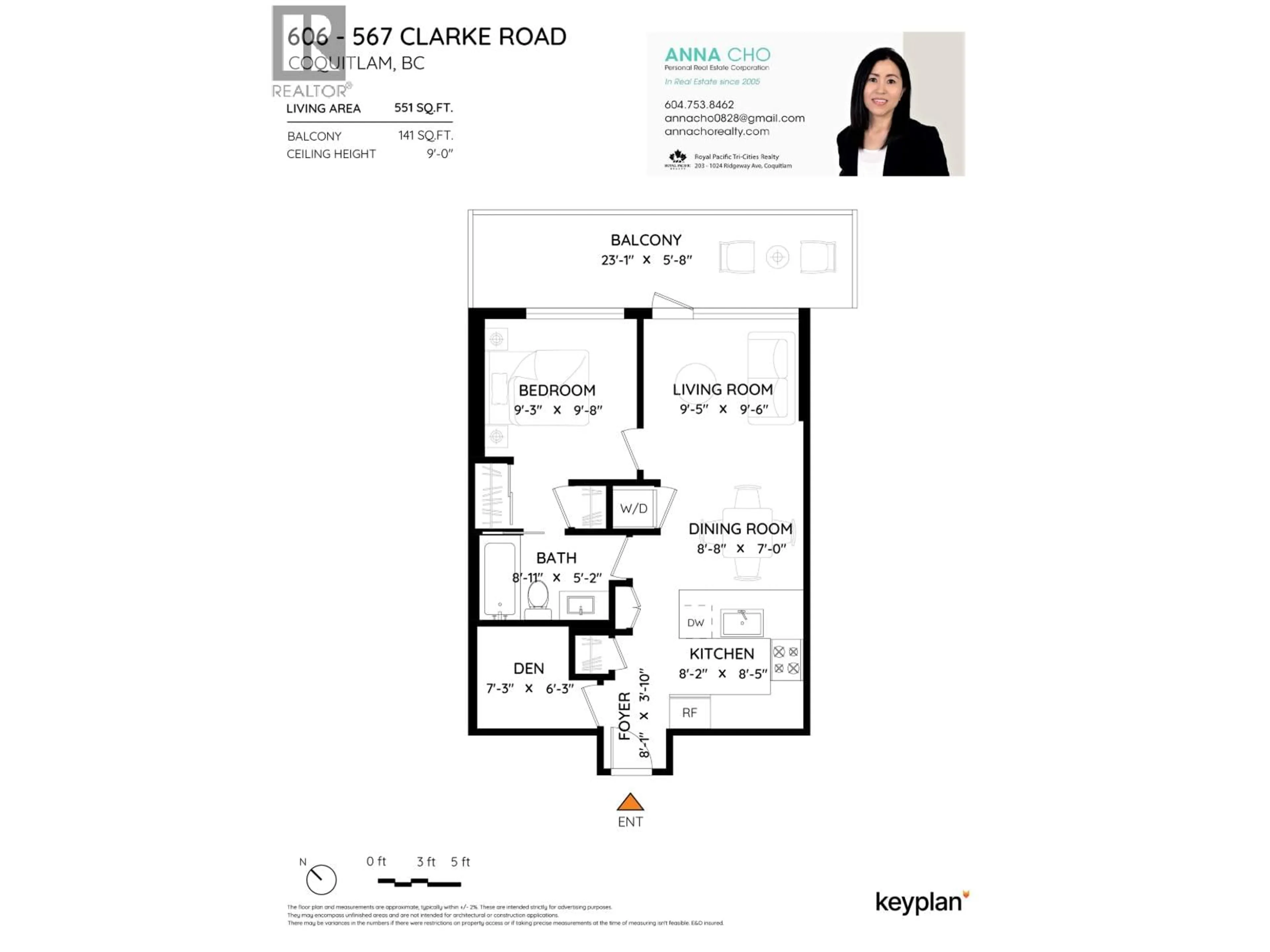 Floor plan for 606 - 567 CLARKE ROAD, Coquitlam British Columbia V3J0K7