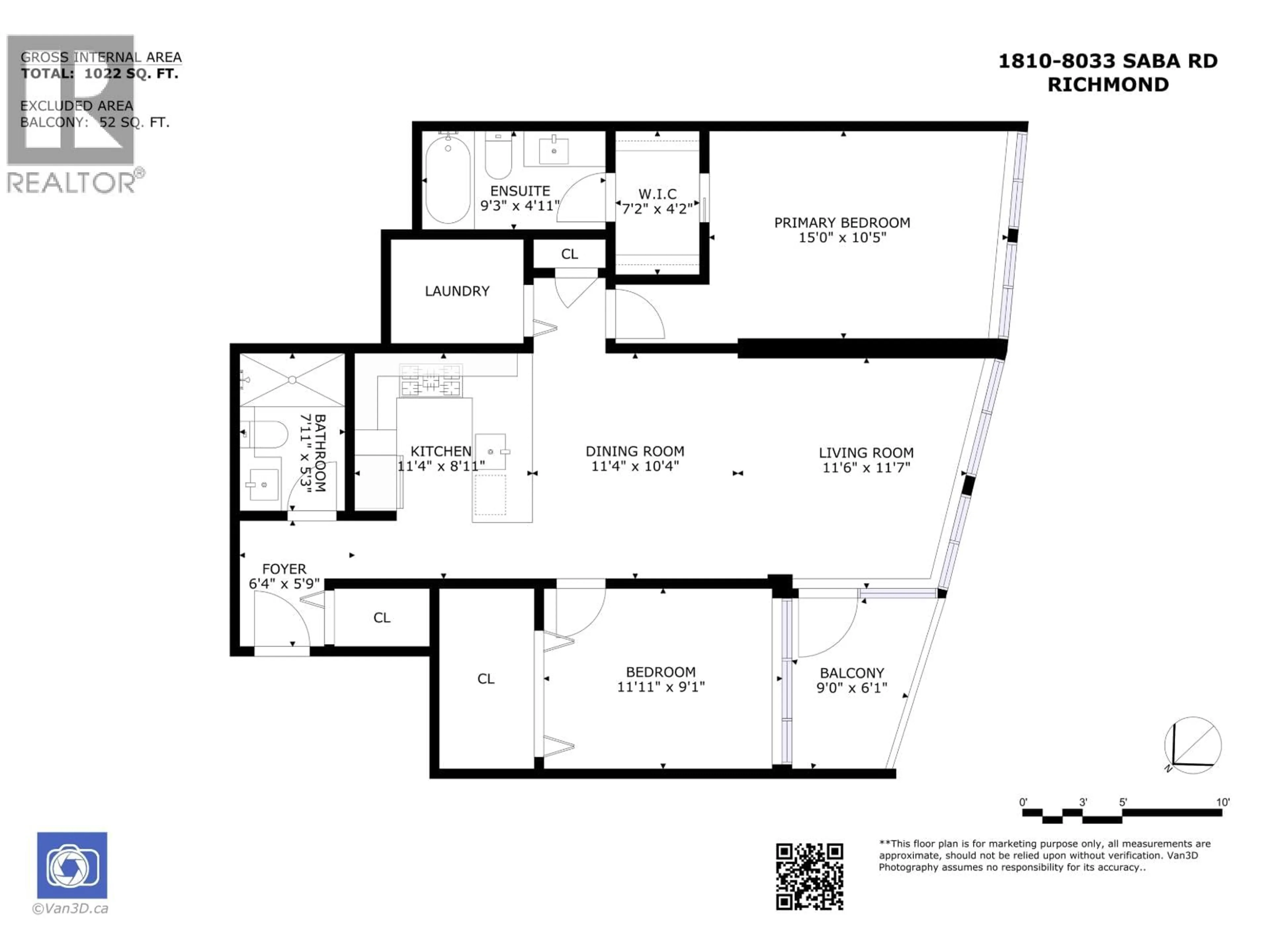 Floor plan for 1810 - 8033 SABA ROAD, Richmond British Columbia V6Y4M8