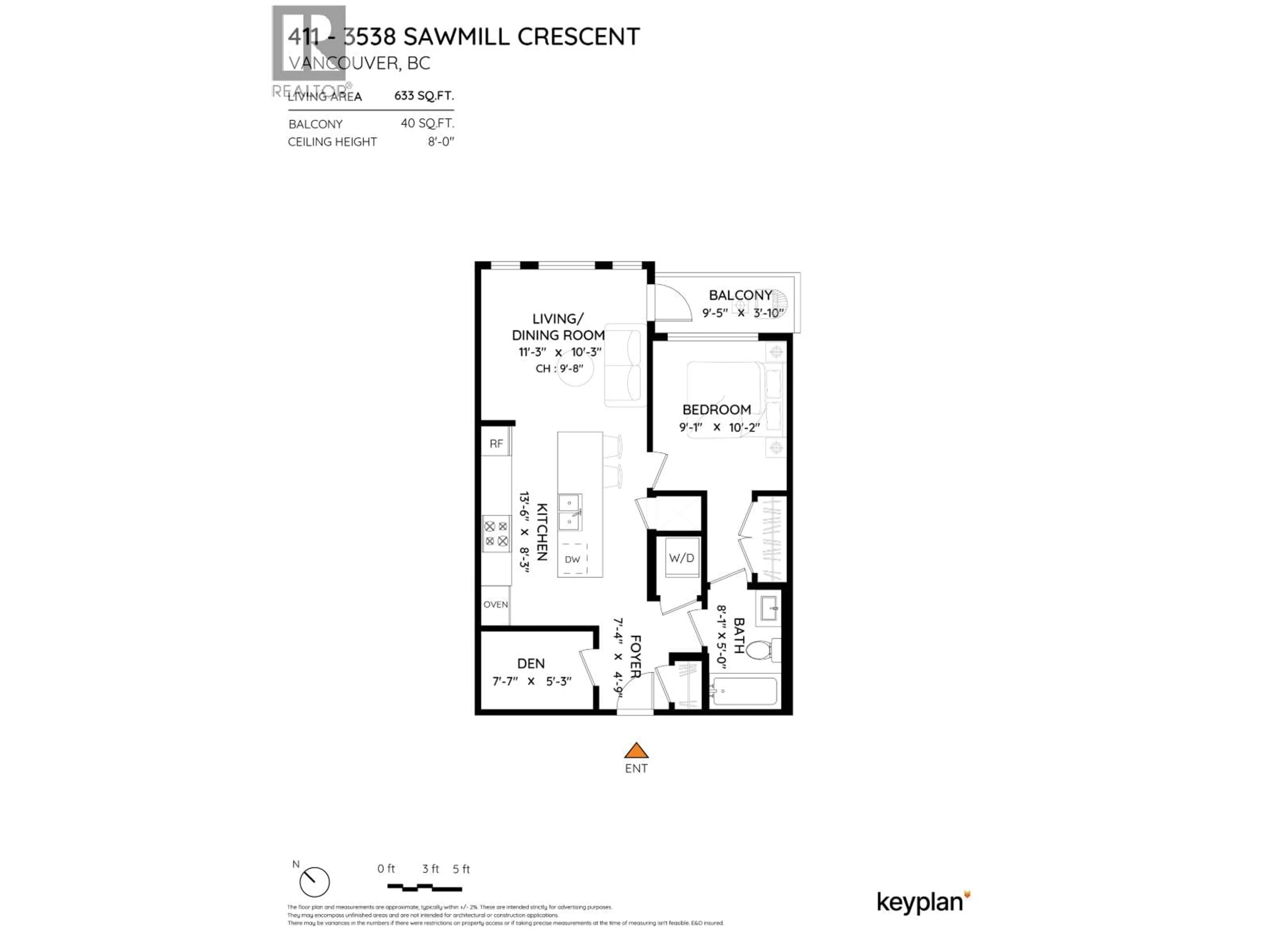Floor plan for 411 - 3538 SAWMILL CRESCENT, Vancouver British Columbia V5S0J8
