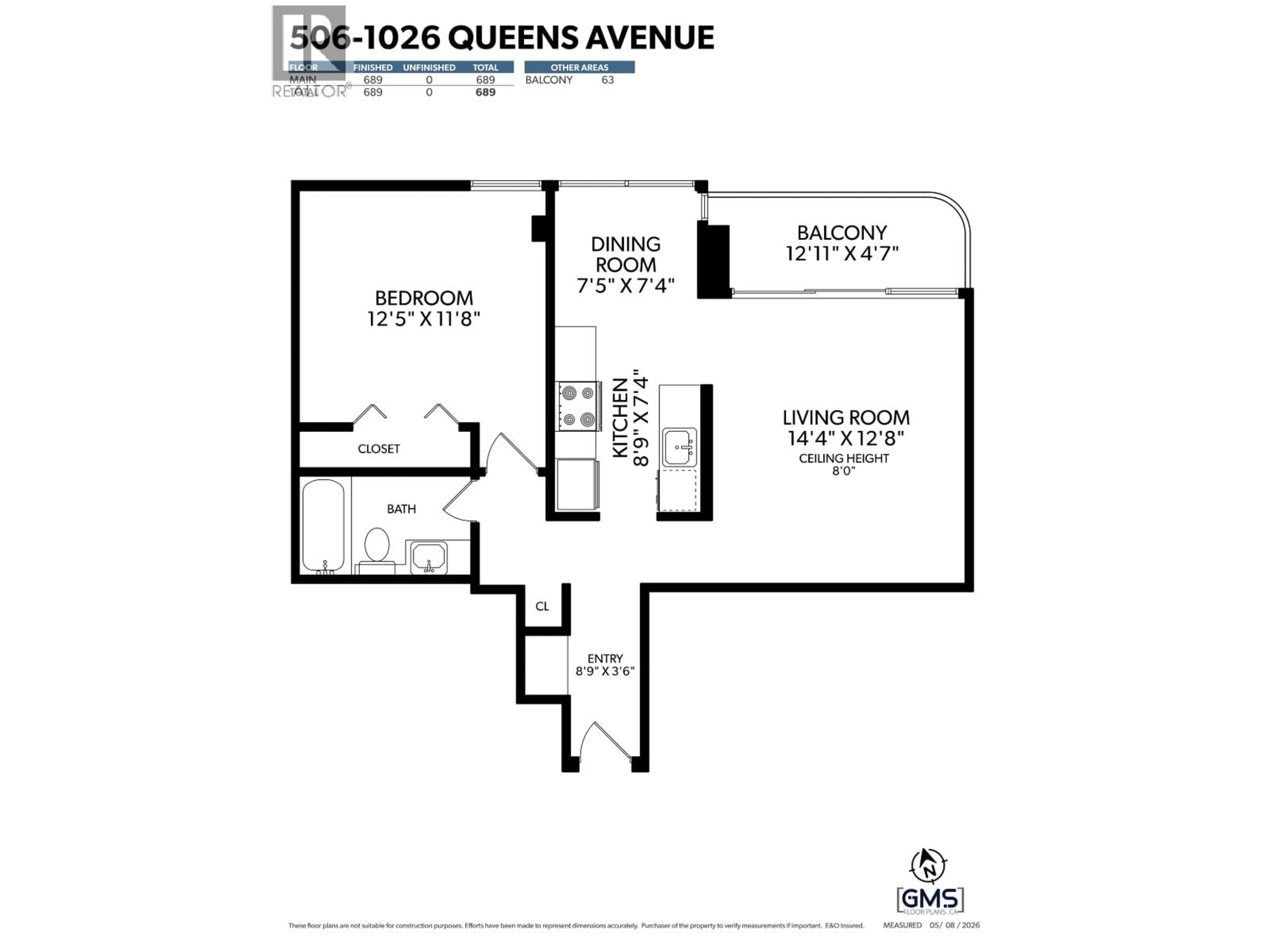 Floor plan for 506 - 1026 QUEENS AVENUE, New Westminster British Columbia V3M6B2