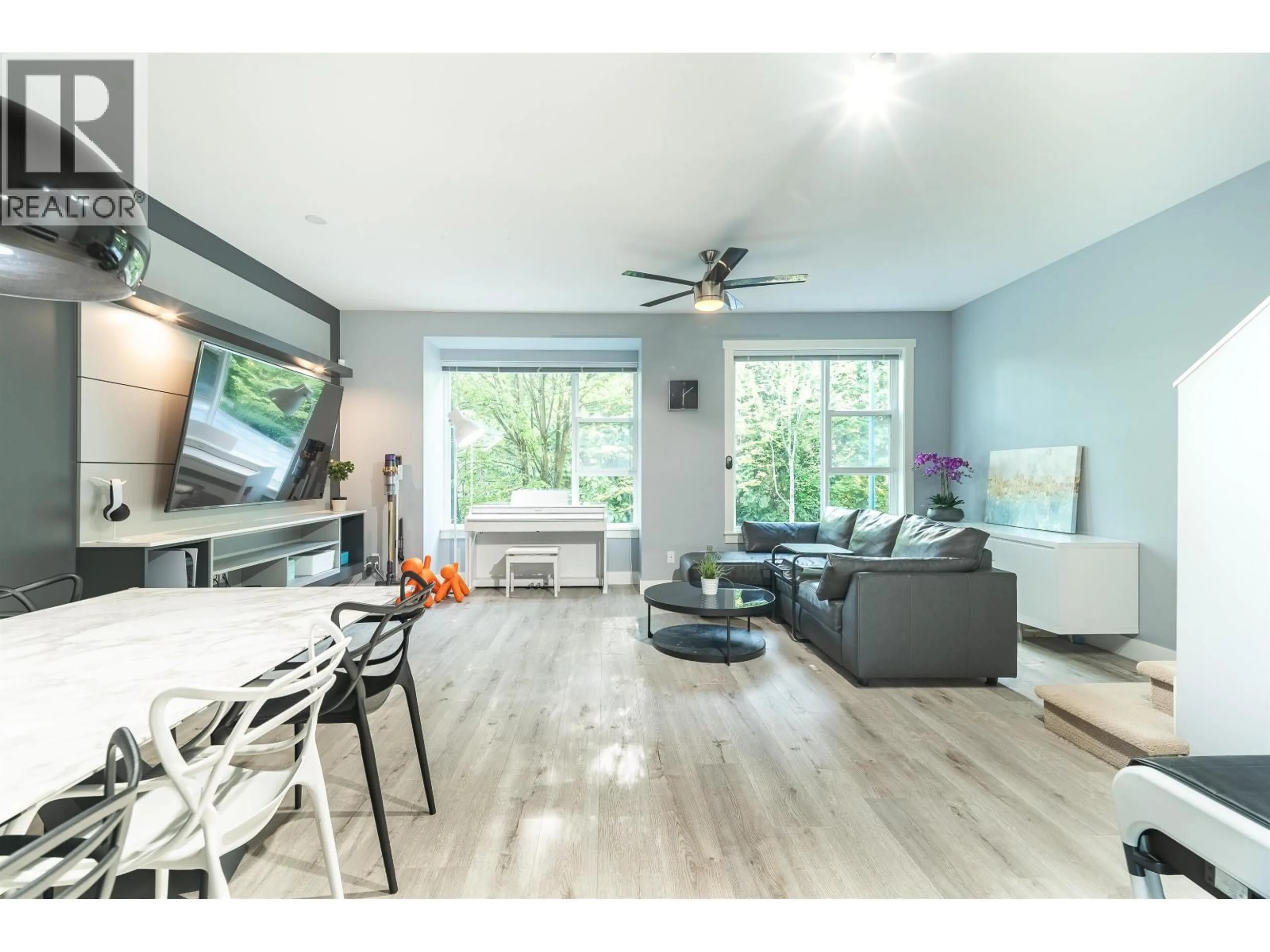 Living room with furniture, wood/laminate floor for 19 - 1299 COAST MERIDIAN ROAD, Coquitlam British Columbia V3E0H6