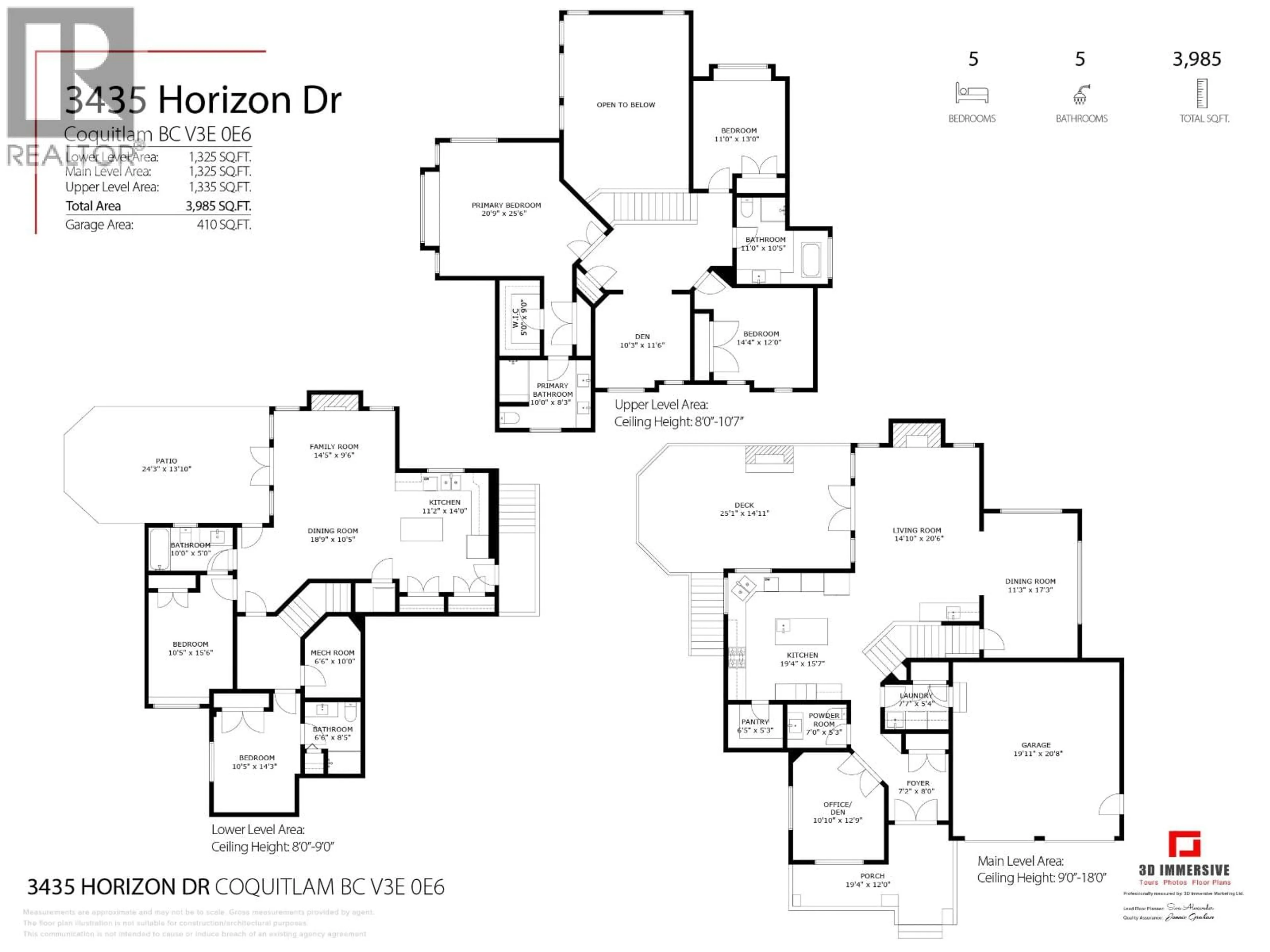 Floor plan for 3435 HORIZON DRIVE, Coquitlam British Columbia V3E0E6