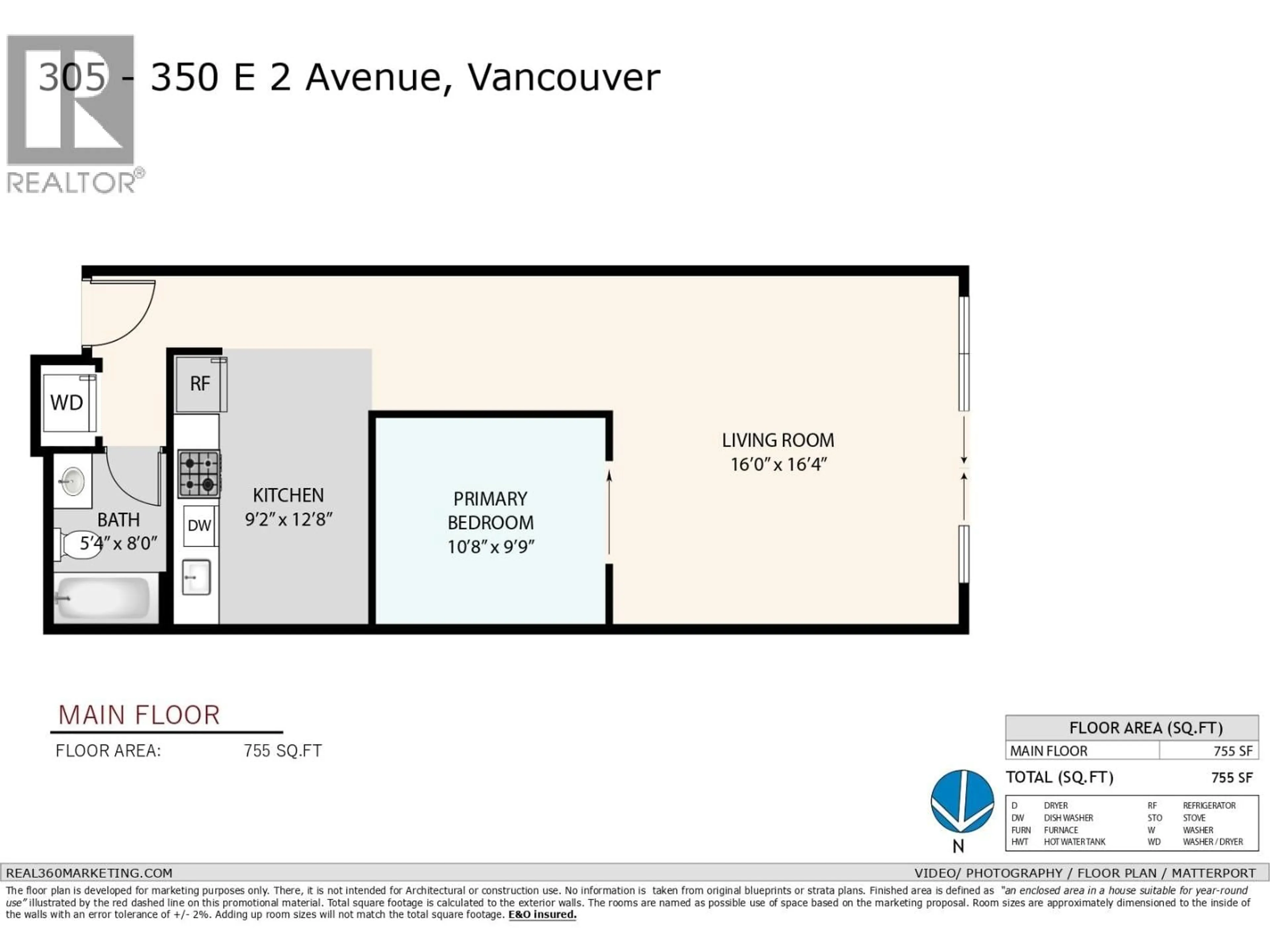 Floor plan for 305 - 350 2ND AVENUE, Vancouver British Columbia V5T4R8