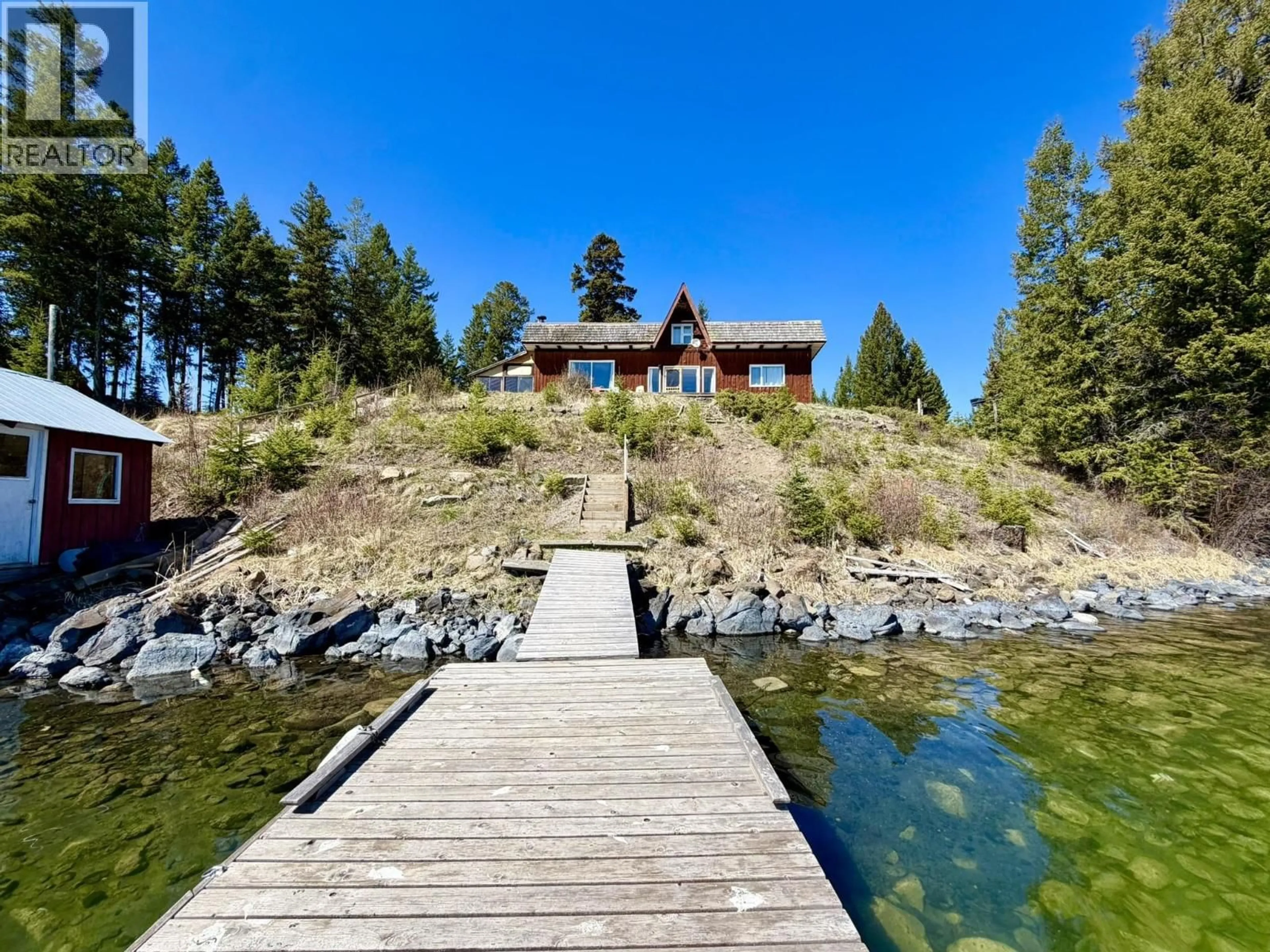 A pic from outside/outdoor area/front of a property/back of a property/a pic from drone, water/lake/river/ocean view for 7559 EDALL BAY ROAD, Sheridan Lake British Columbia V0K1X1