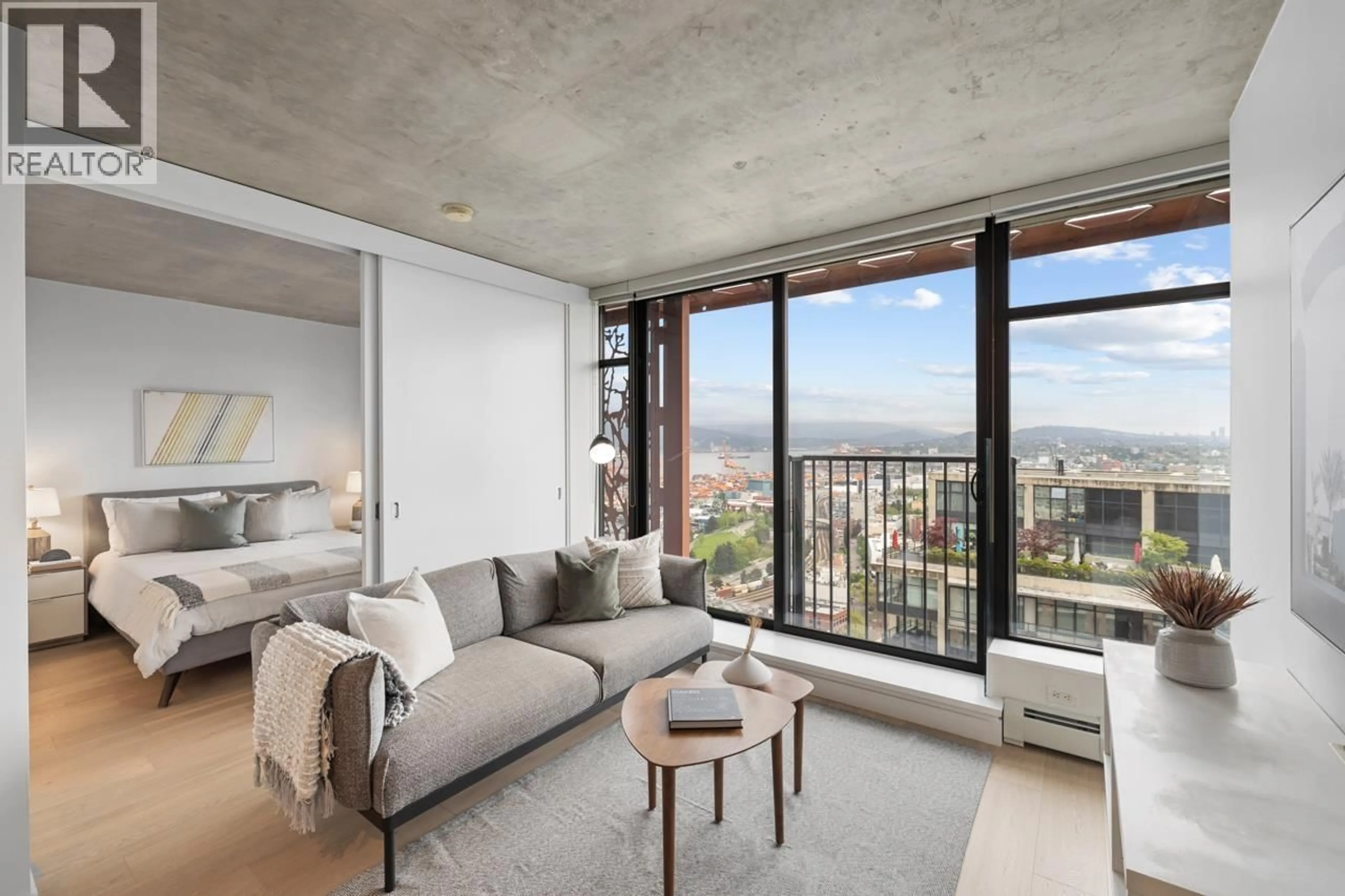 Living room with furniture, cement floor for 3705 - 128 CORDOVA STREET, Vancouver British Columbia V6B0E6