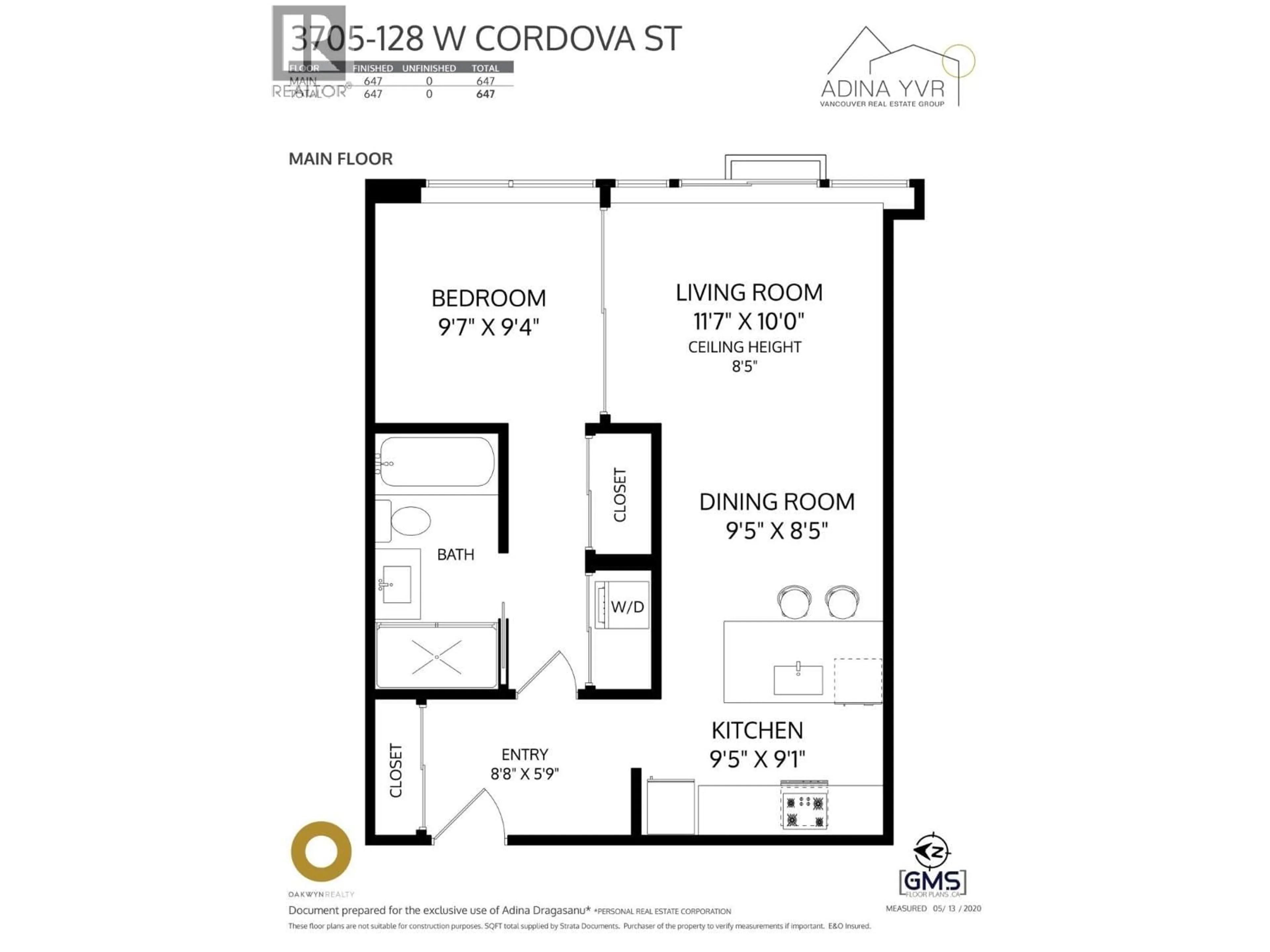 Floor plan for 3705 - 128 CORDOVA STREET, Vancouver British Columbia V6B0E6