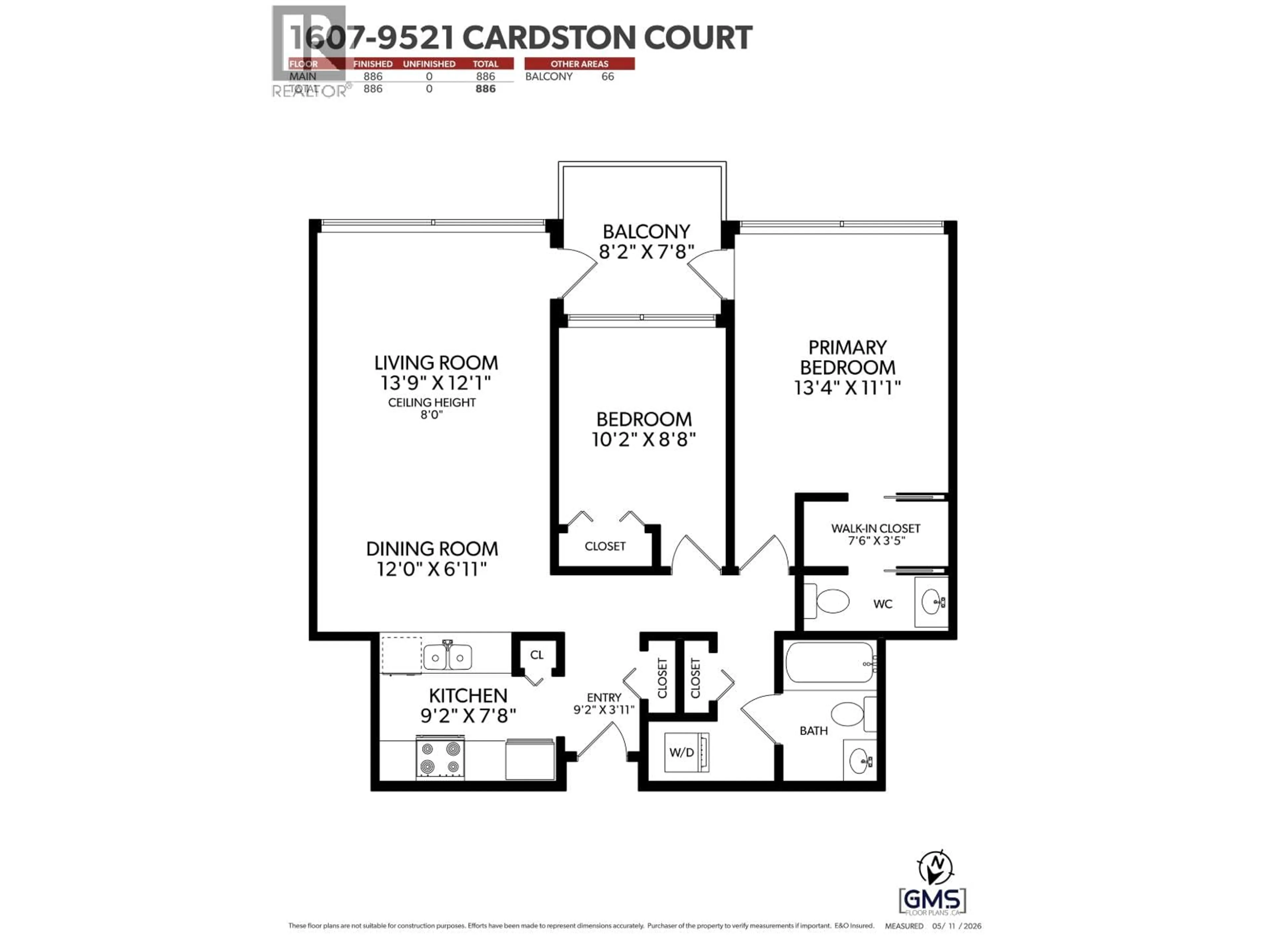 Floor plan for 1607 - 9521 CARDSTON COURT, Burnaby British Columbia V3N4R8