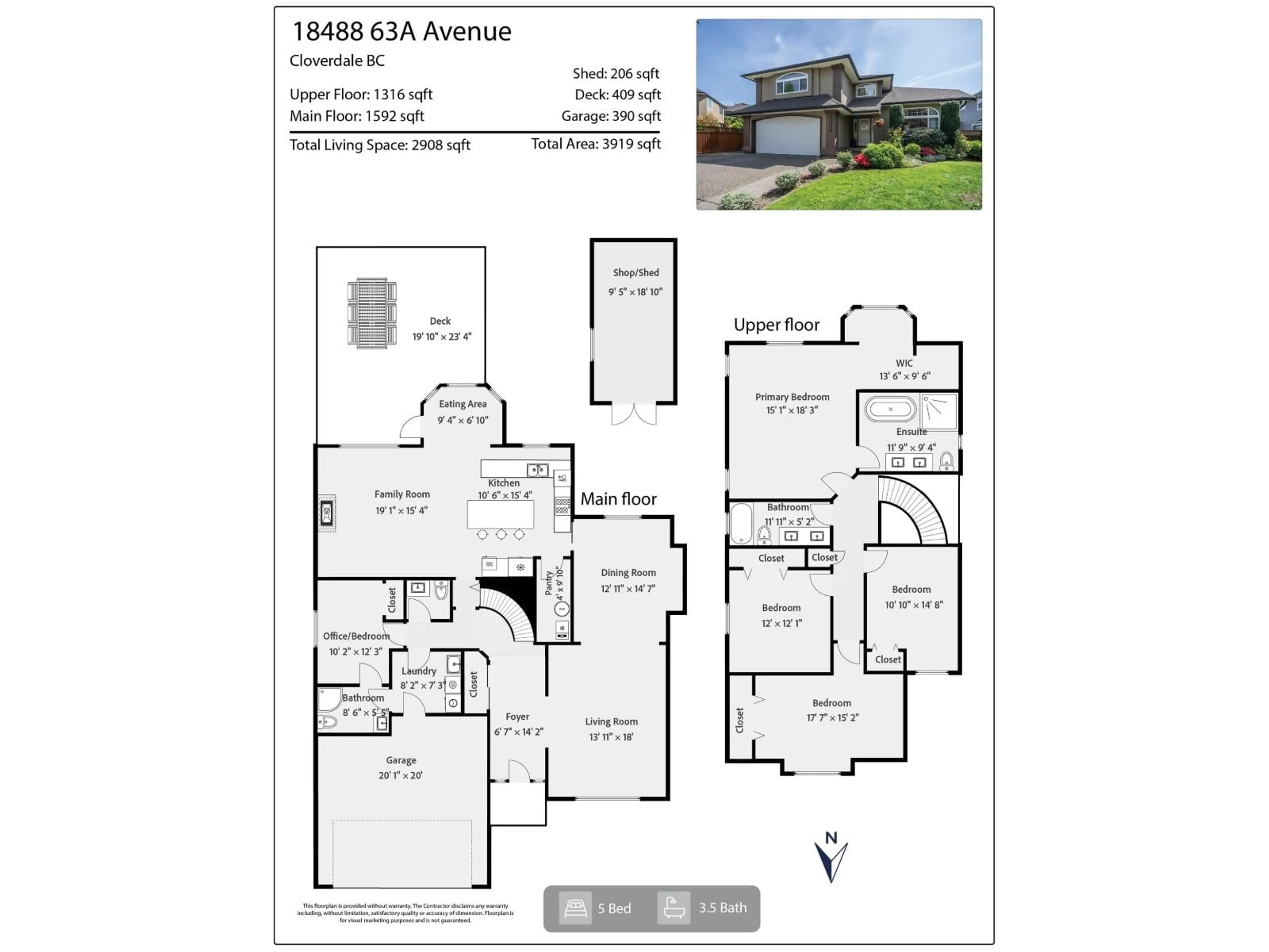 Floor plan for 18488 63A AVENUE, Surrey British Columbia V3S8B9