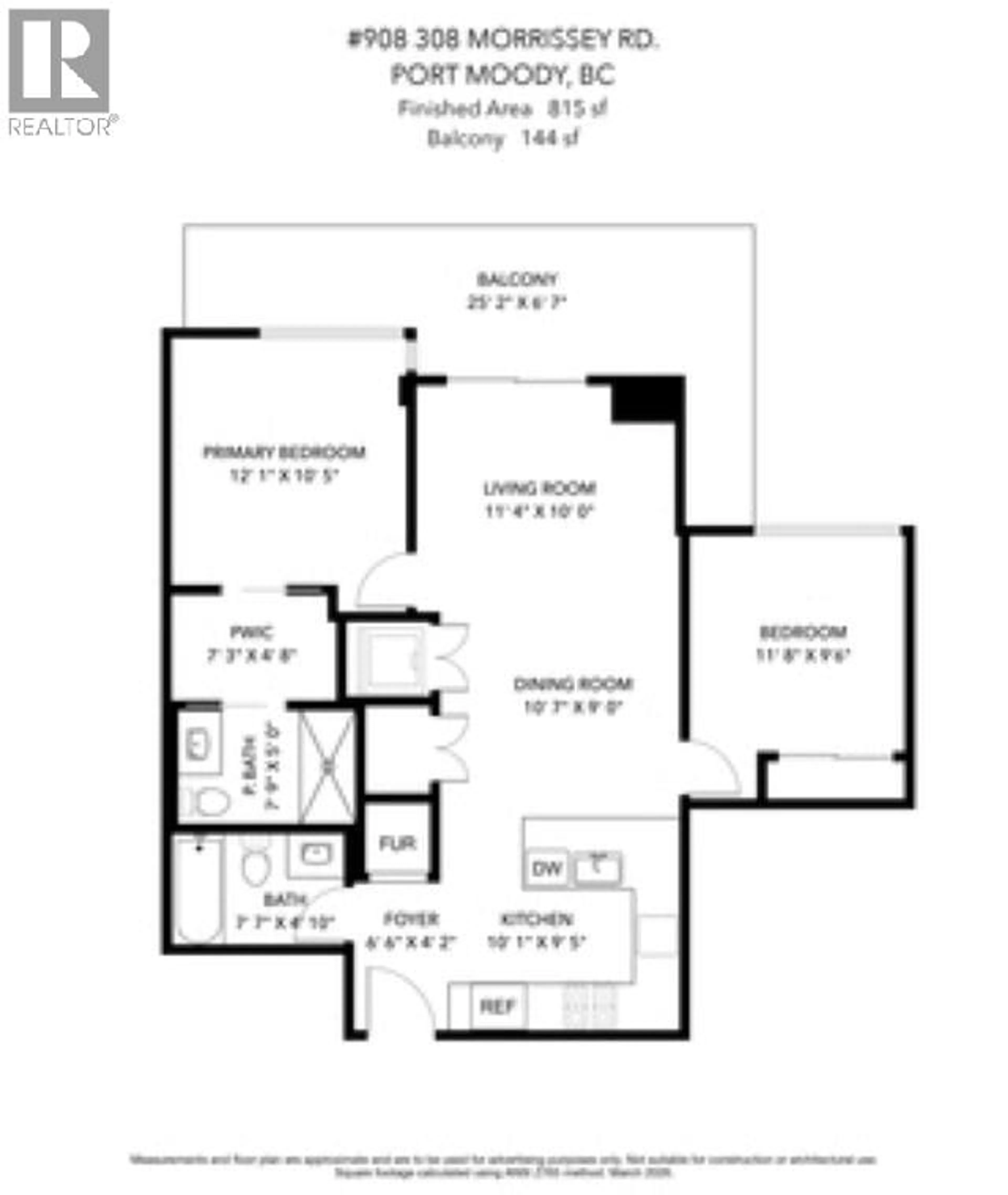 Floor plan for 908 - 308 MORRISSEY ROAD, Port Moody British Columbia V3H0M2