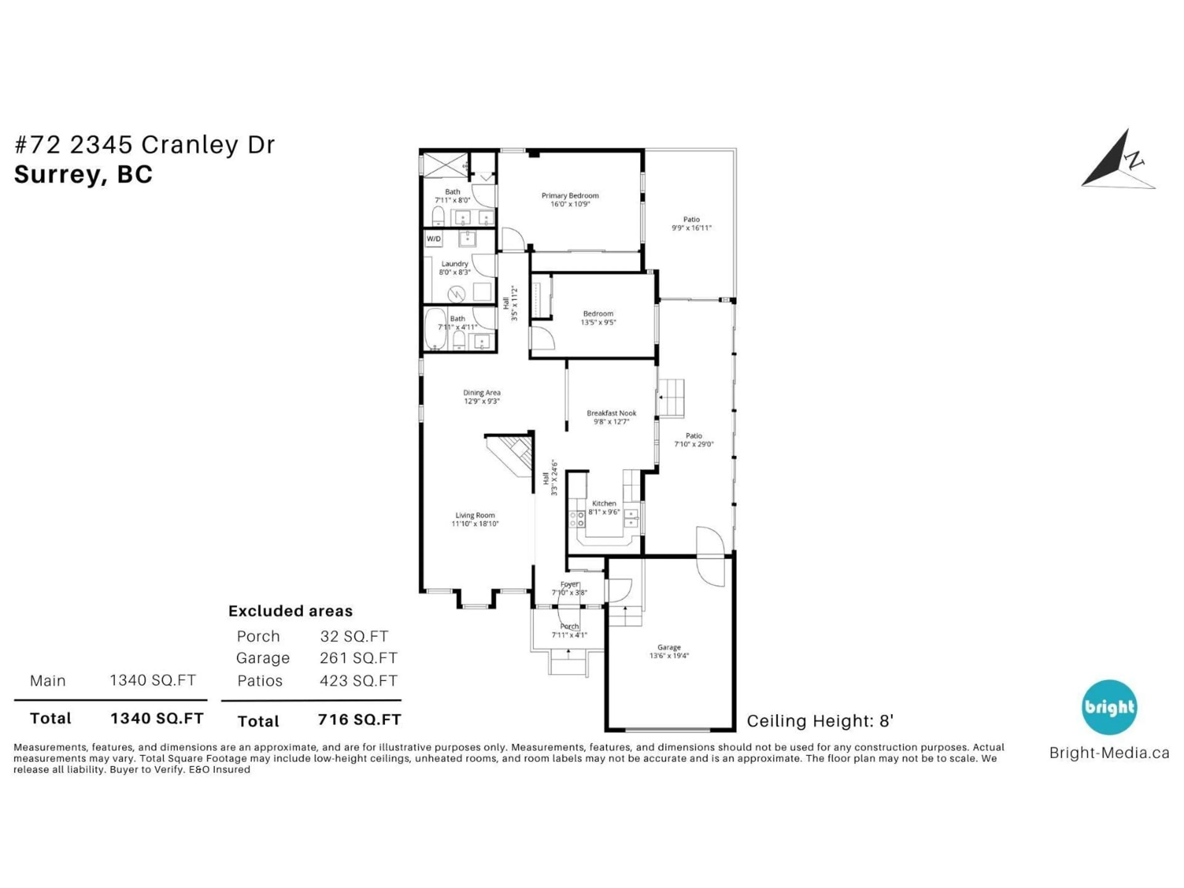 Floor plan for 72 - 2345 CRANLEY DRIVE, Surrey British Columbia V4A9G5
