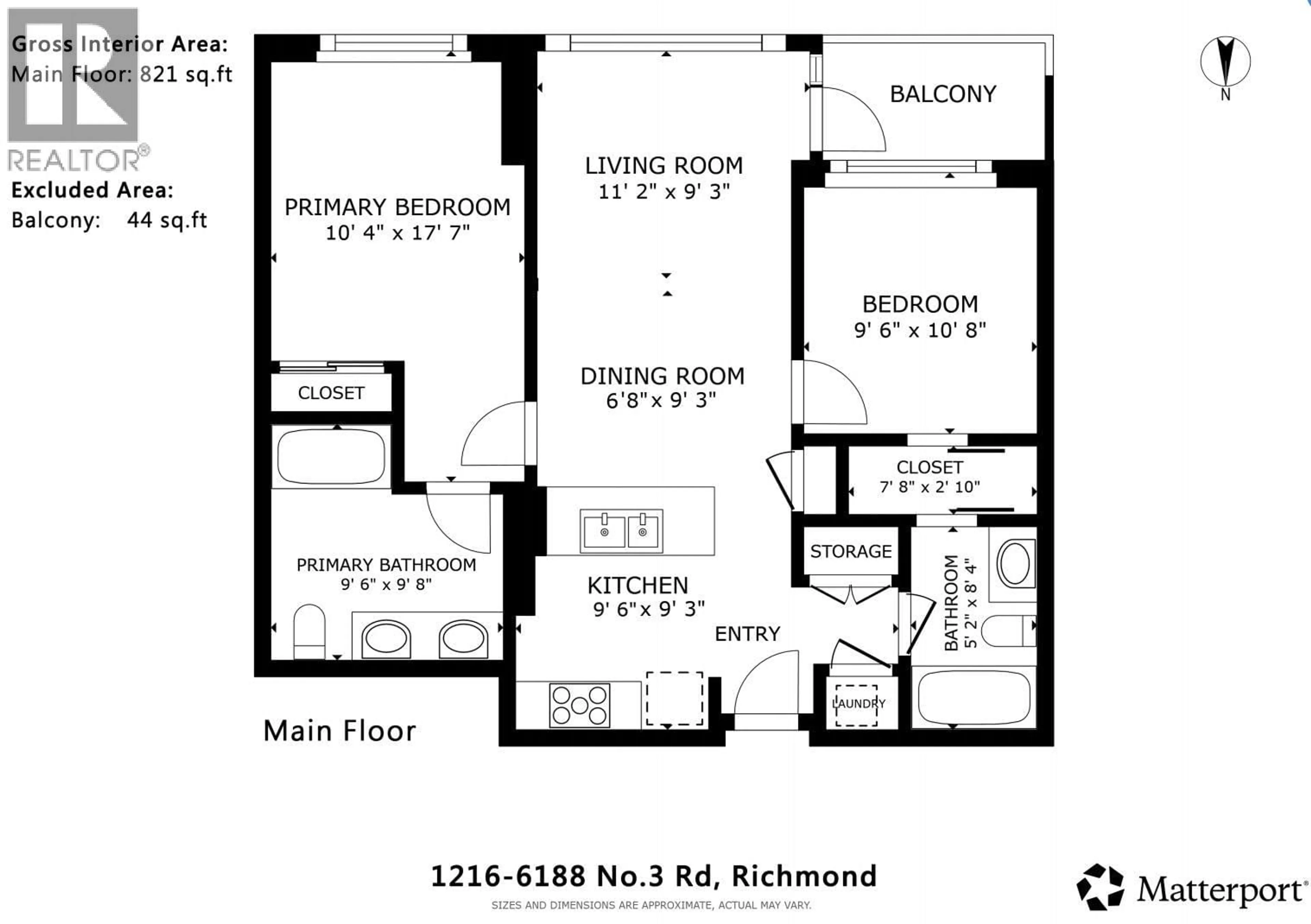 Floor plan for 1216 - 6188 NO. 3 ROAD, Richmond British Columbia V6Y0J3
