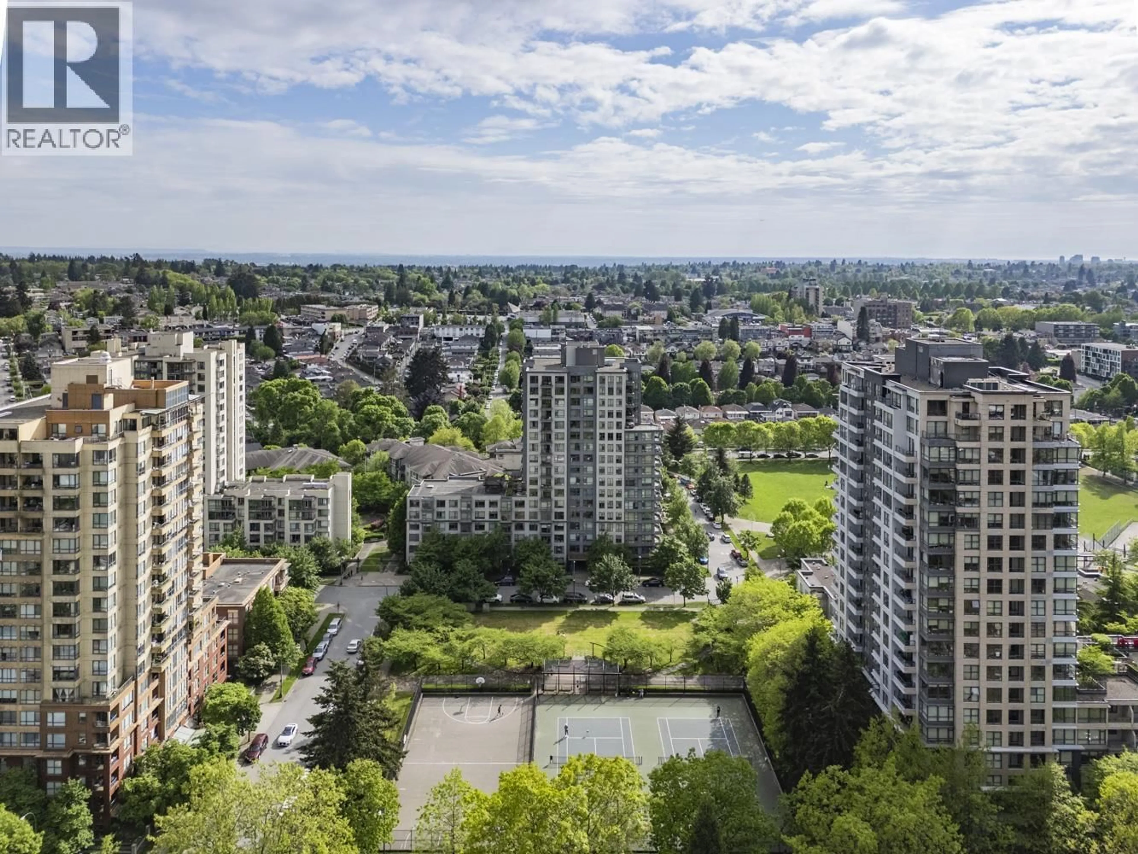 A pic from outside/outdoor area/front of a property/back of a property/a pic from drone, city buildings view from balcony for 503 - 3520 CROWLEY DRIVE, Vancouver British Columbia V5R6G9