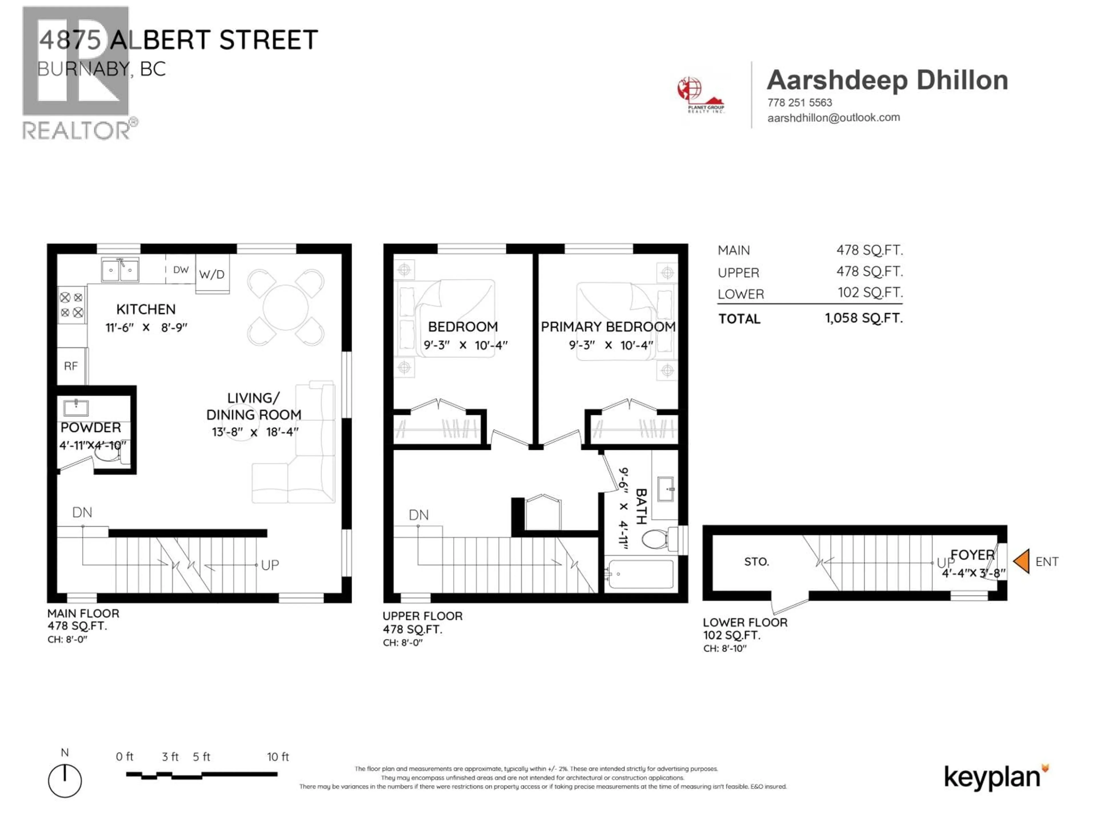 Floor plan for 3 - 4875 ALBERT STREET, Burnaby British Columbia V5C2H4