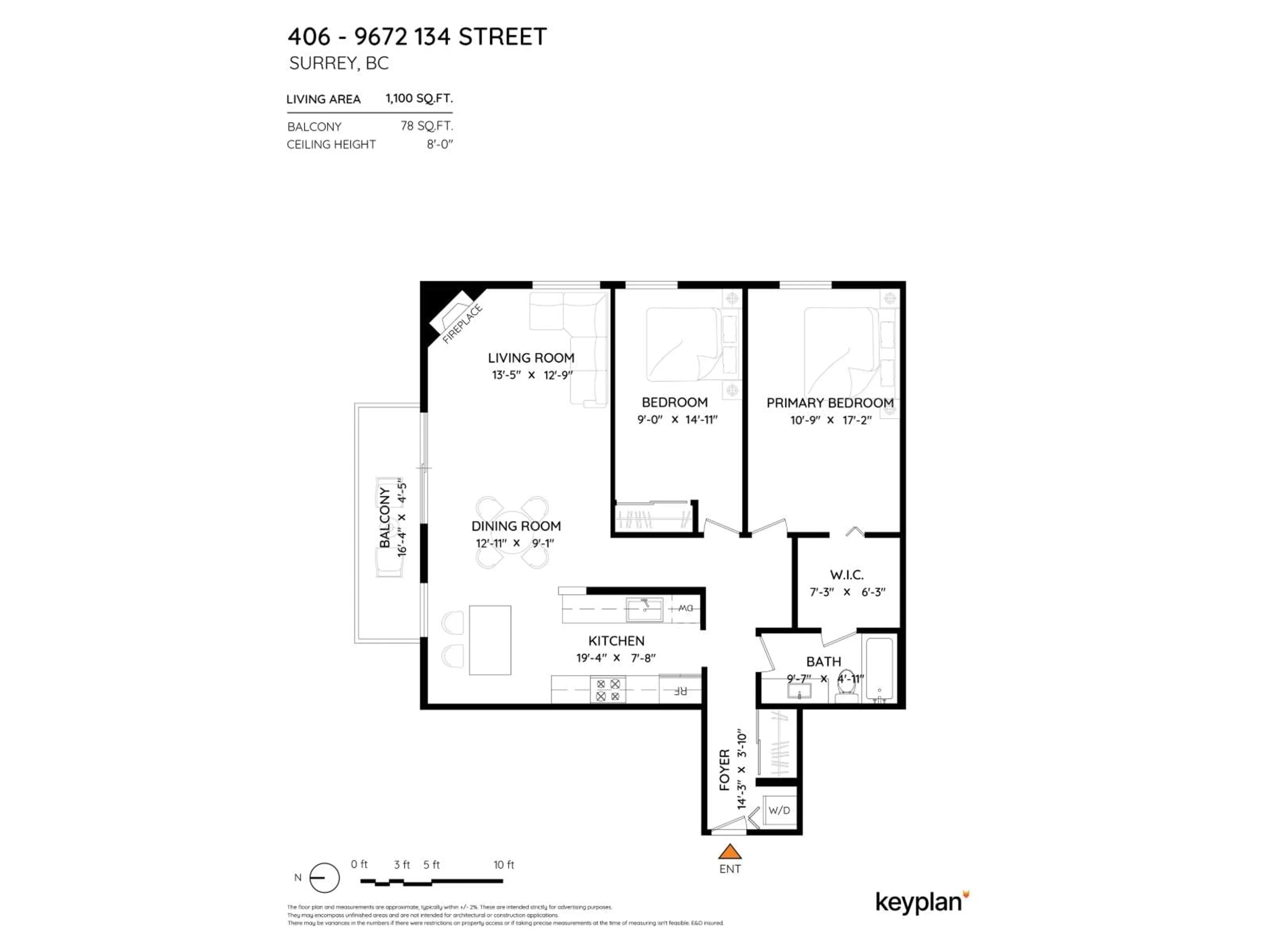 Floor plan for 406 - 9672 134 STREET, Surrey British Columbia V3T5L5