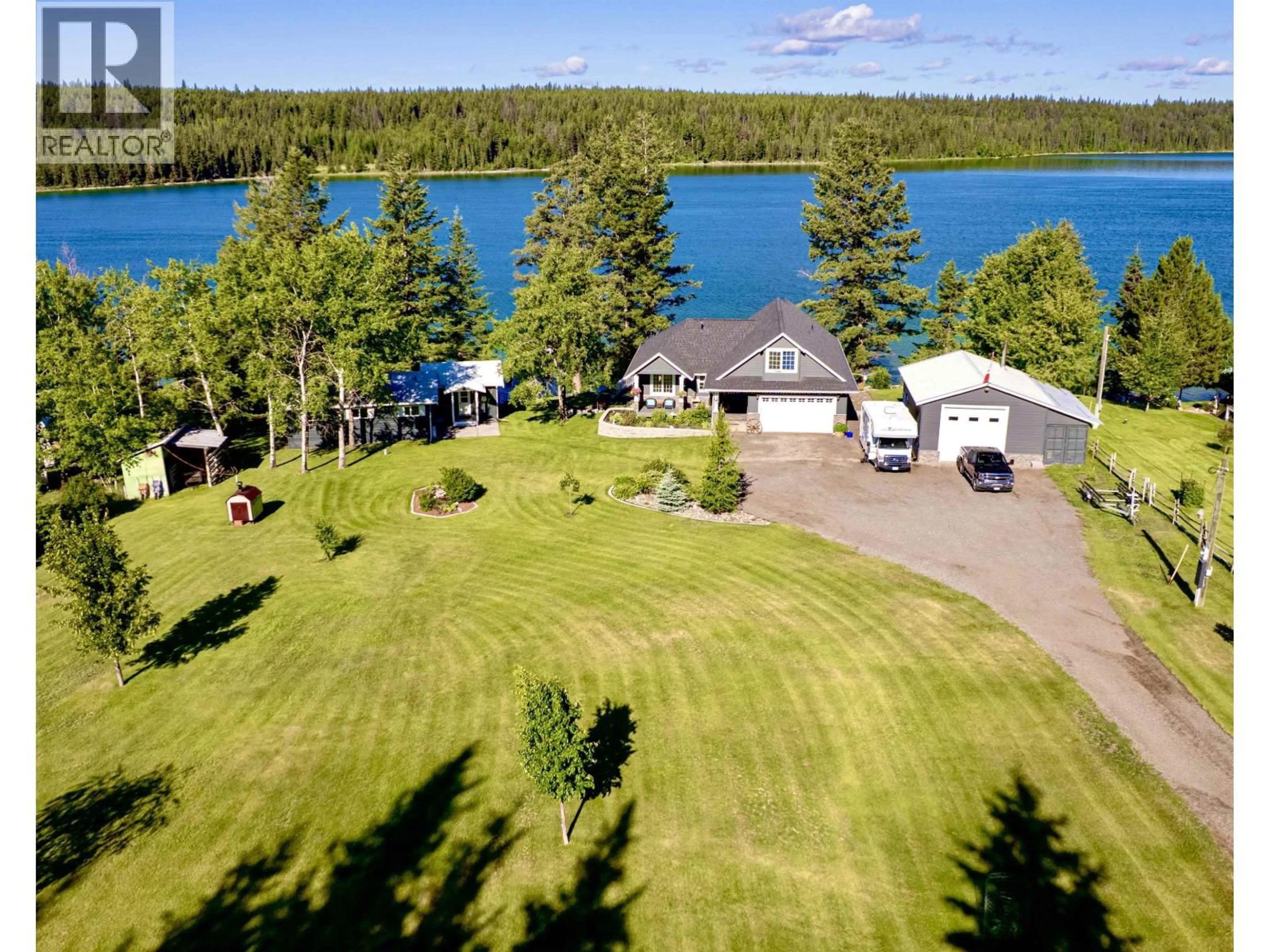 A pic from outside/outdoor area/front of a property/back of a property/a pic from drone, water/lake/river/ocean view for 2568 CHIMNEY LAKE ROAD, Williams Lake British Columbia V2G5J2