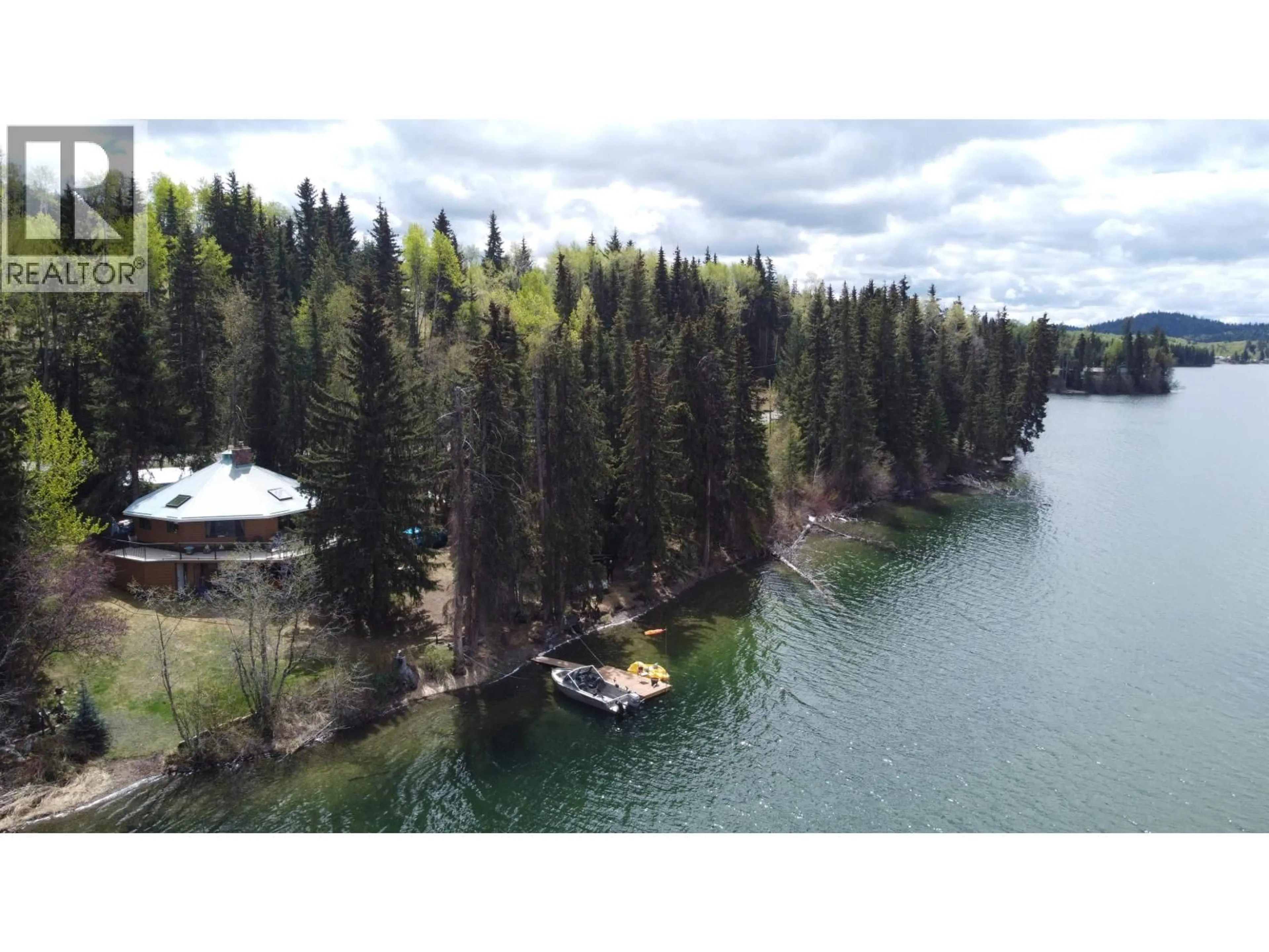 A pic from outside/outdoor area/front of a property/back of a property/a pic from drone, water/lake/river/ocean view for 8398 BRIDGE LAKE ROAD, Bridge Lake British Columbia V0K1X2
