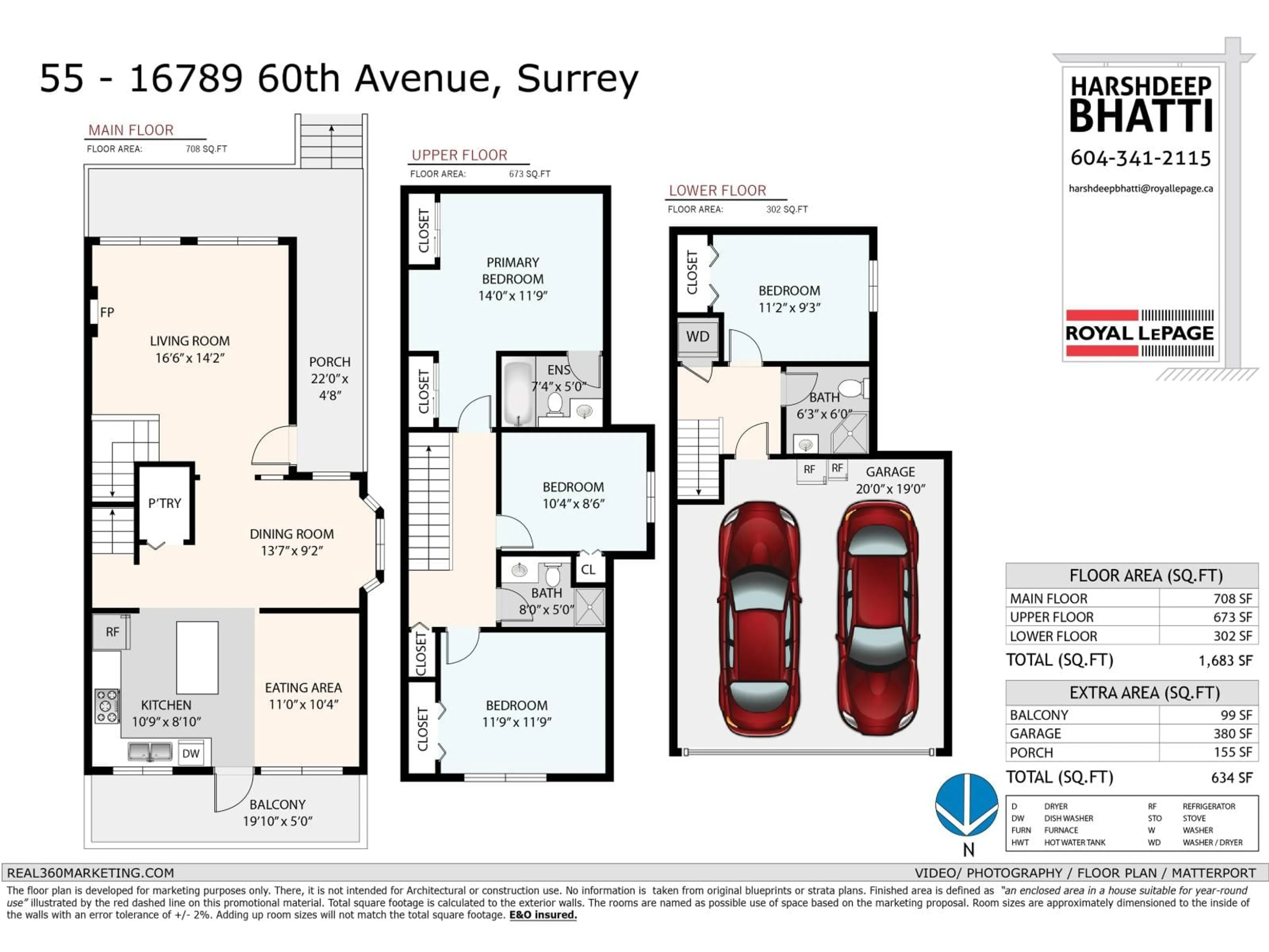 Floor plan for 55 - 16789 60 AVENUE, Surrey British Columbia V3S1S8