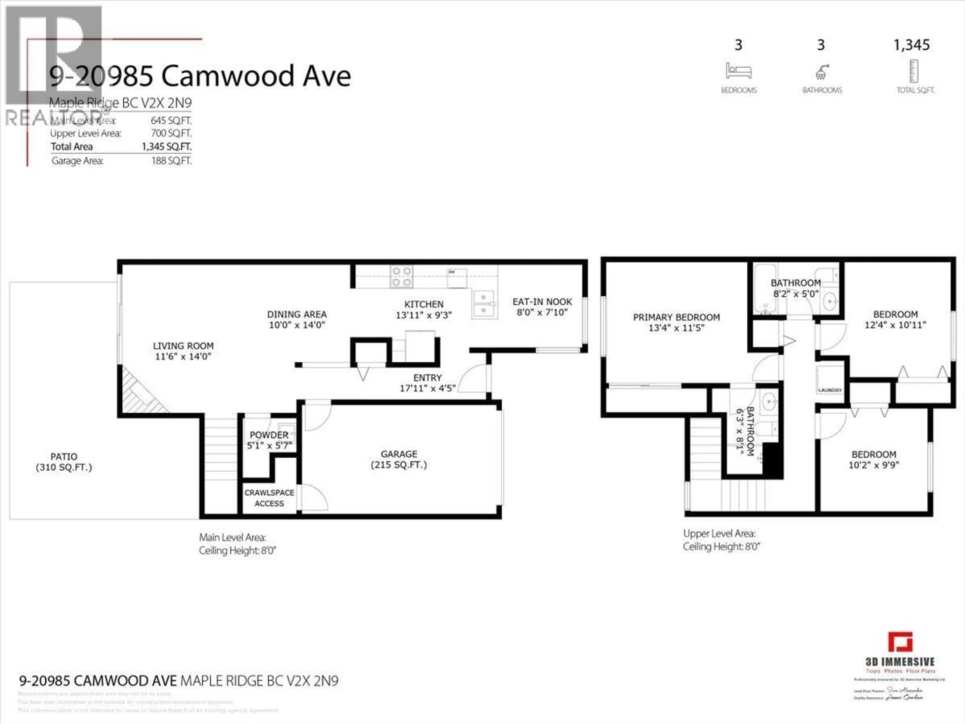 Floor plan for 9 - 20985 CAMWOOD AVENUE, Maple Ridge British Columbia V2X2N9