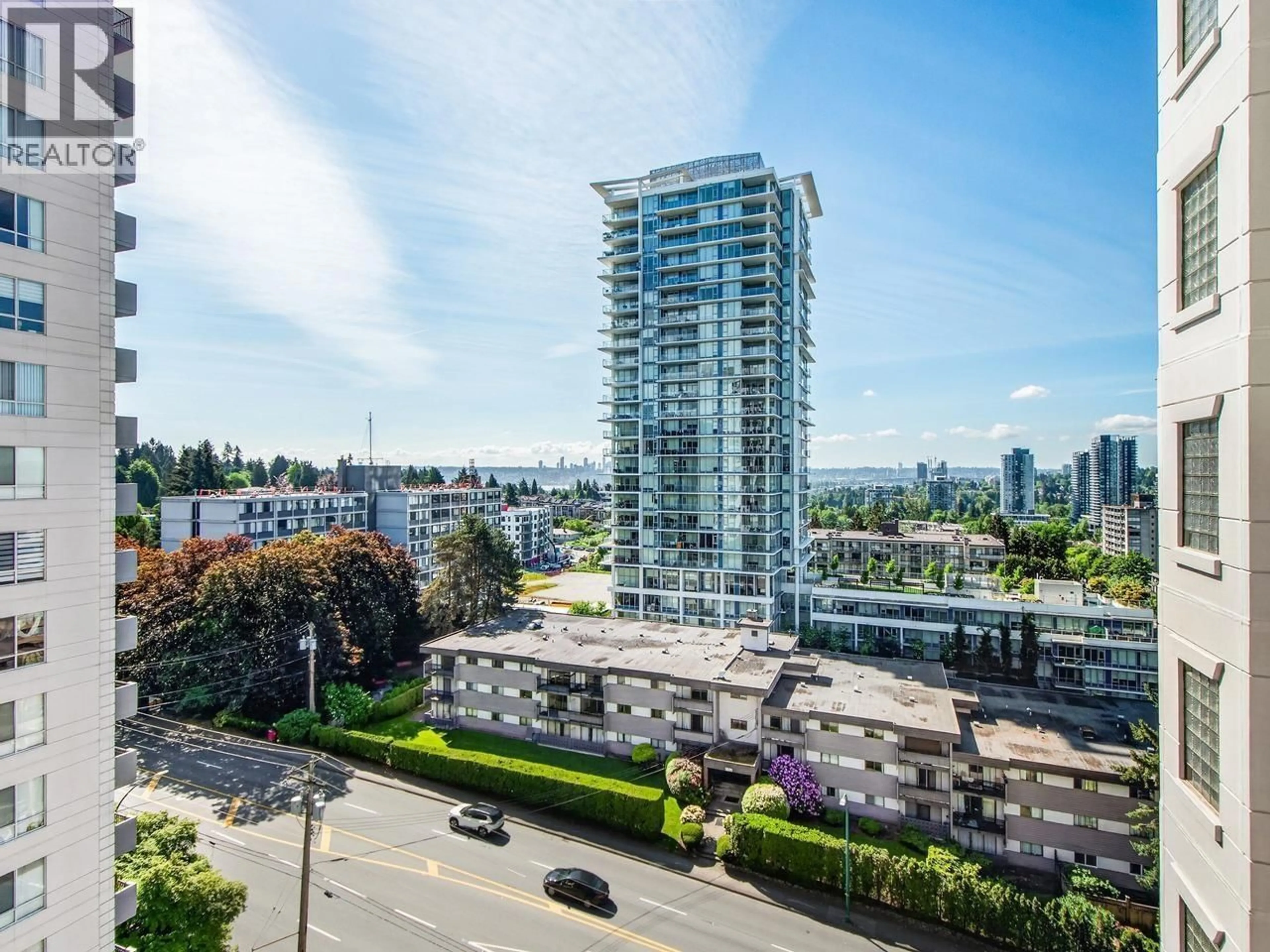 A pic from outside/outdoor area/front of a property/back of a property/a pic from drone, city buildings view from balcony for 1102 - 551 AUSTIN AVENUE, Coquitlam British Columbia V3K6R7