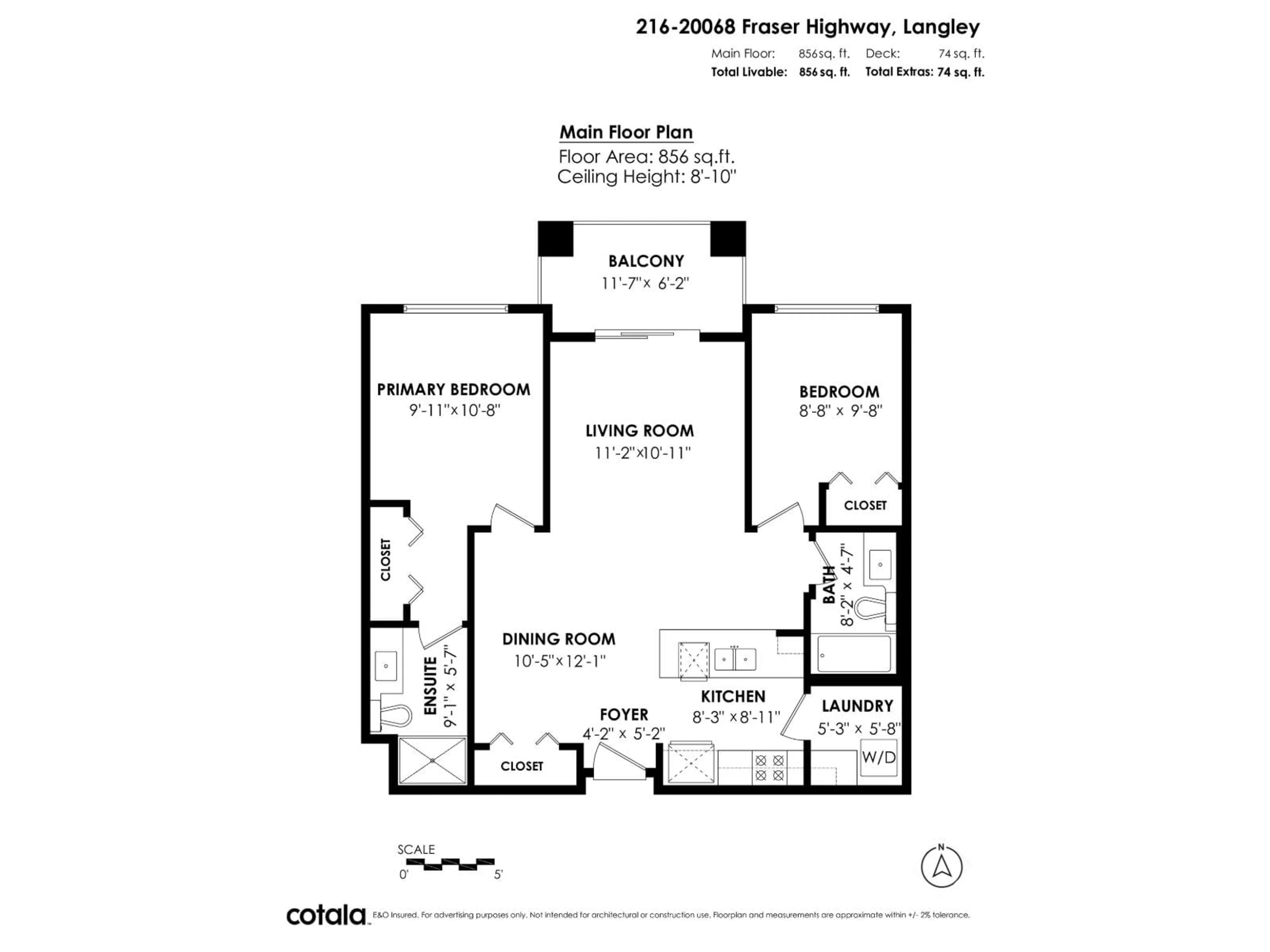 Floor plan for 216 - 20068 FRASER HIGHWAY, Langley British Columbia V3A0H2