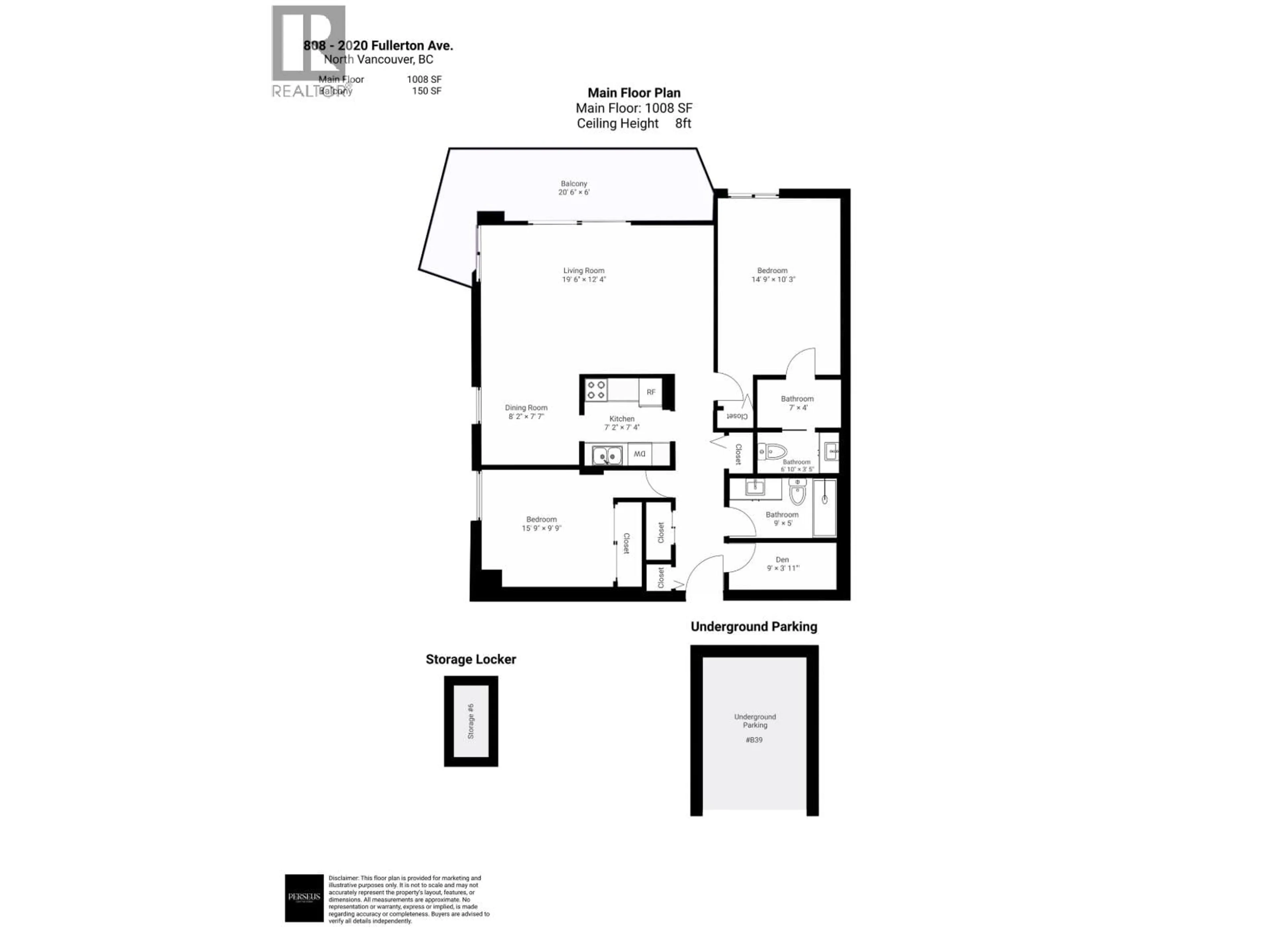 Floor plan for 808 - 2020 FULLERTON AVENUE, North Vancouver British Columbia V7P3G3