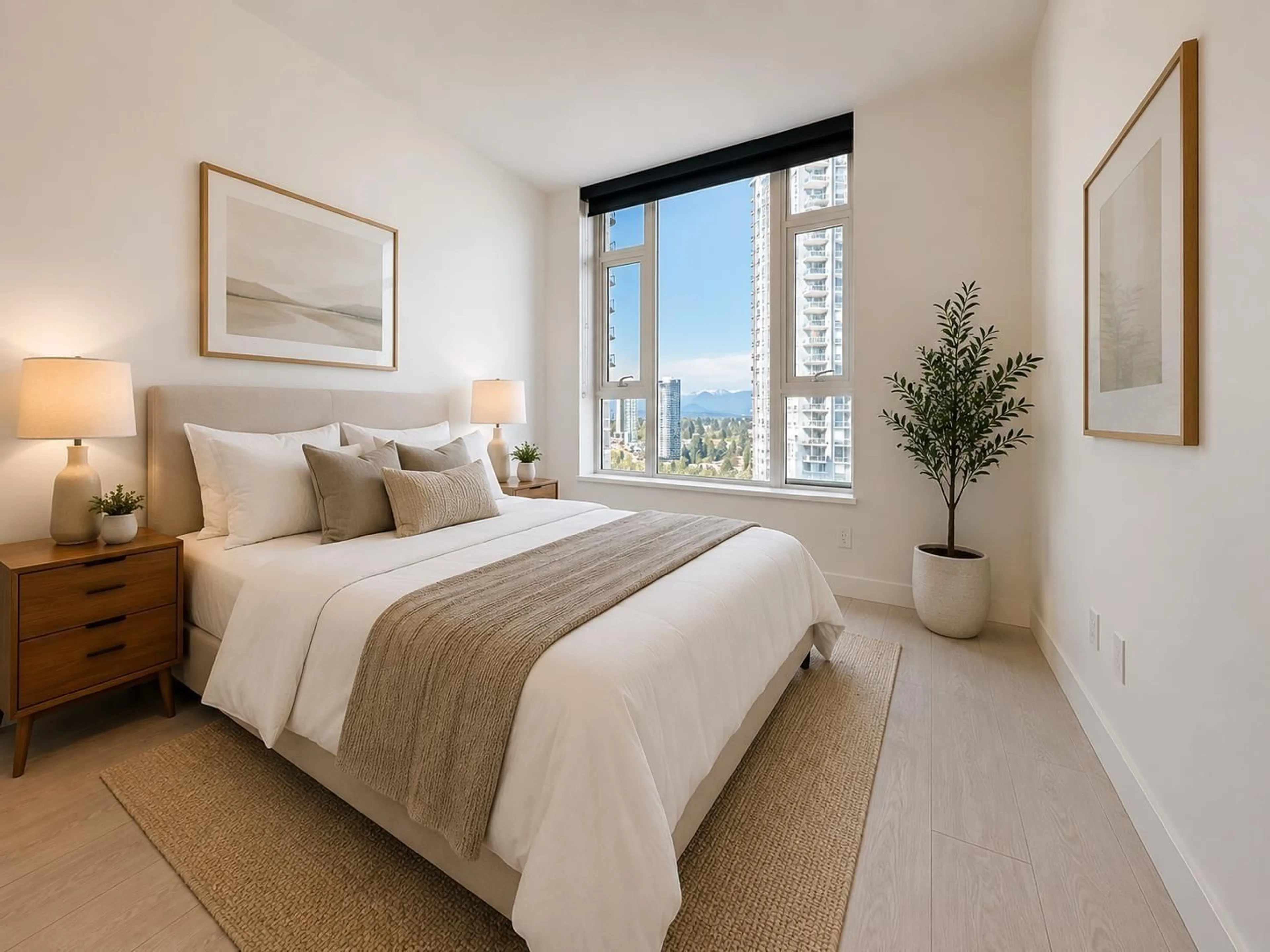 Bedroom with bed, carpet floor for 2205 - 9887 WHALLEY BOULEVARD, Surrey British Columbia V3T0P4