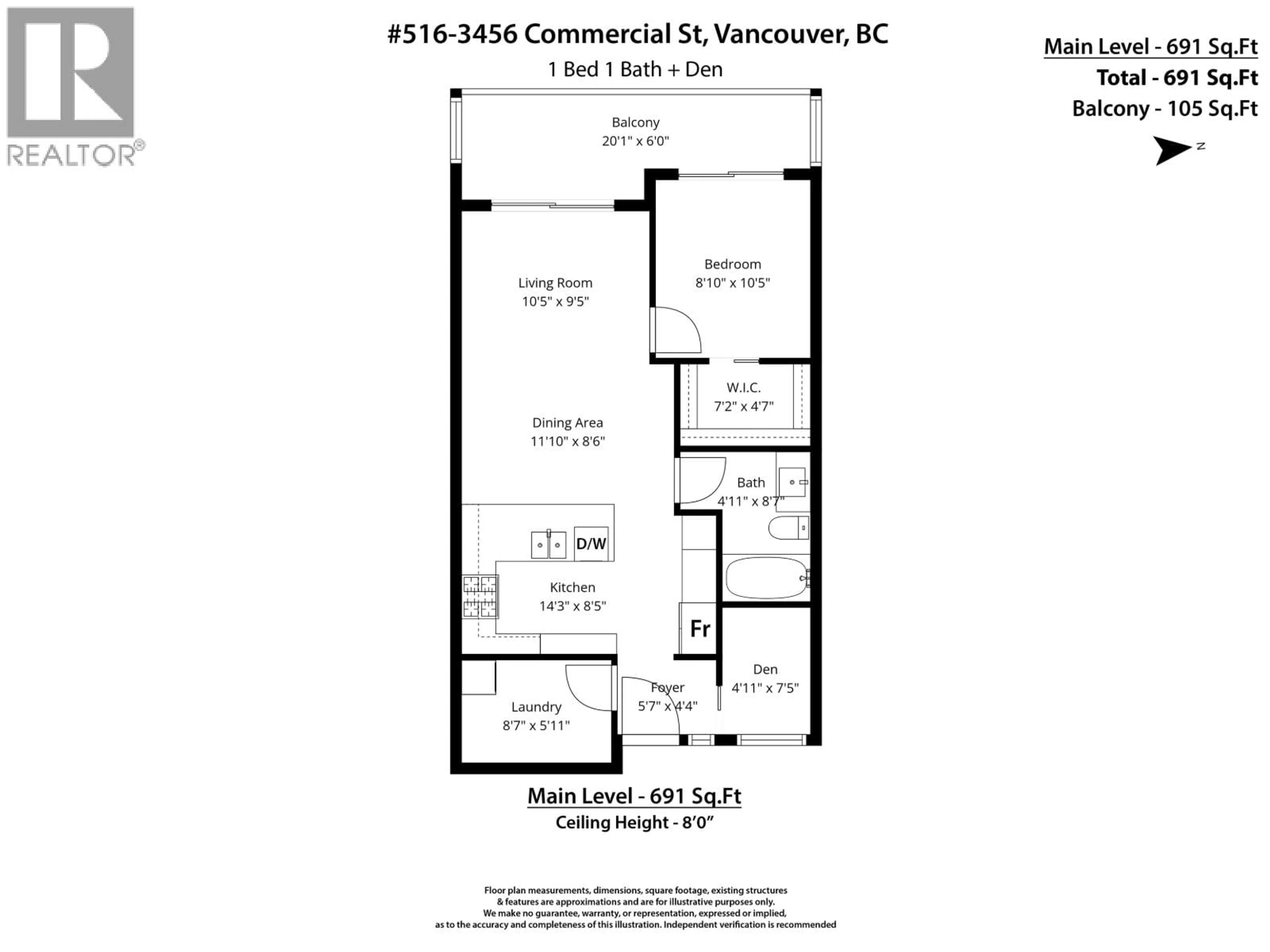 Floor plan for 516 - 3456 COMMERCIAL STREET, Vancouver British Columbia V5N4E9