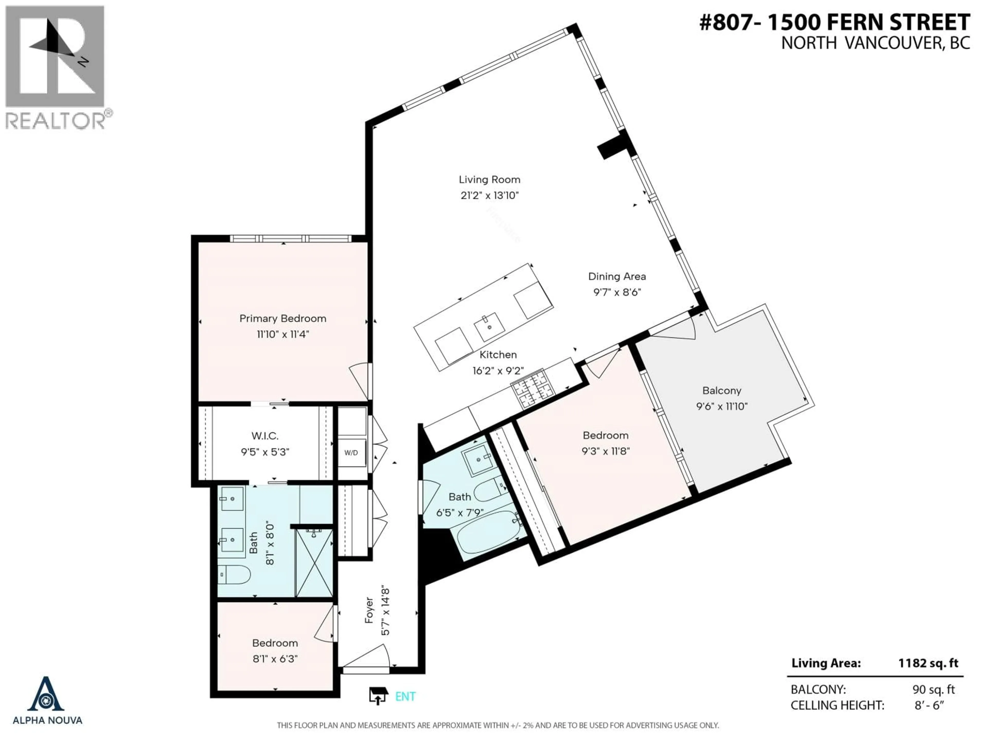 Floor plan for 807 - 1500 FERN STREET, North Vancouver British Columbia V7J0E6