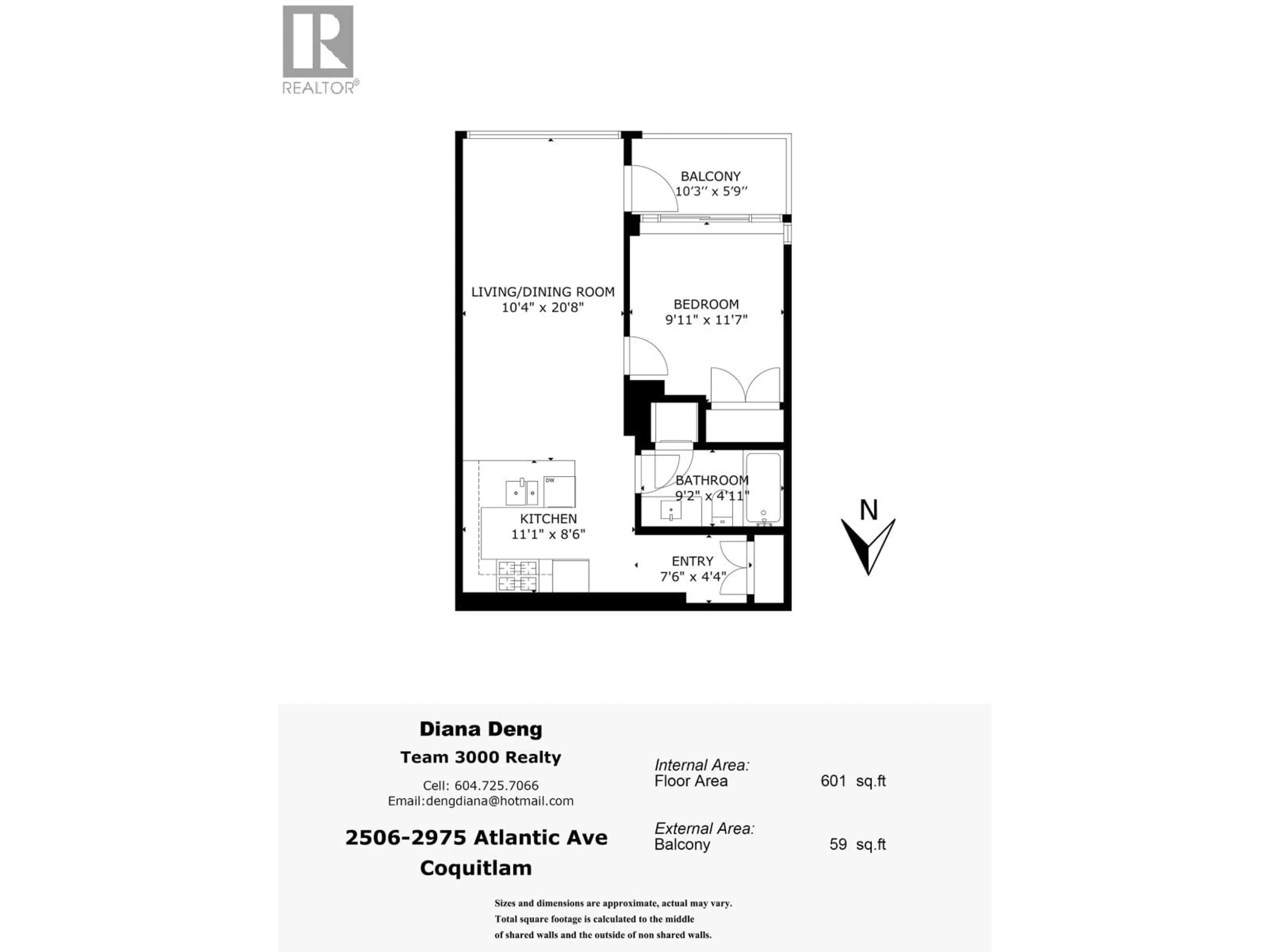 Floor plan for 2506 - 2975 ATLANTIC AVENUE, Coquitlam British Columbia V3B0C5
