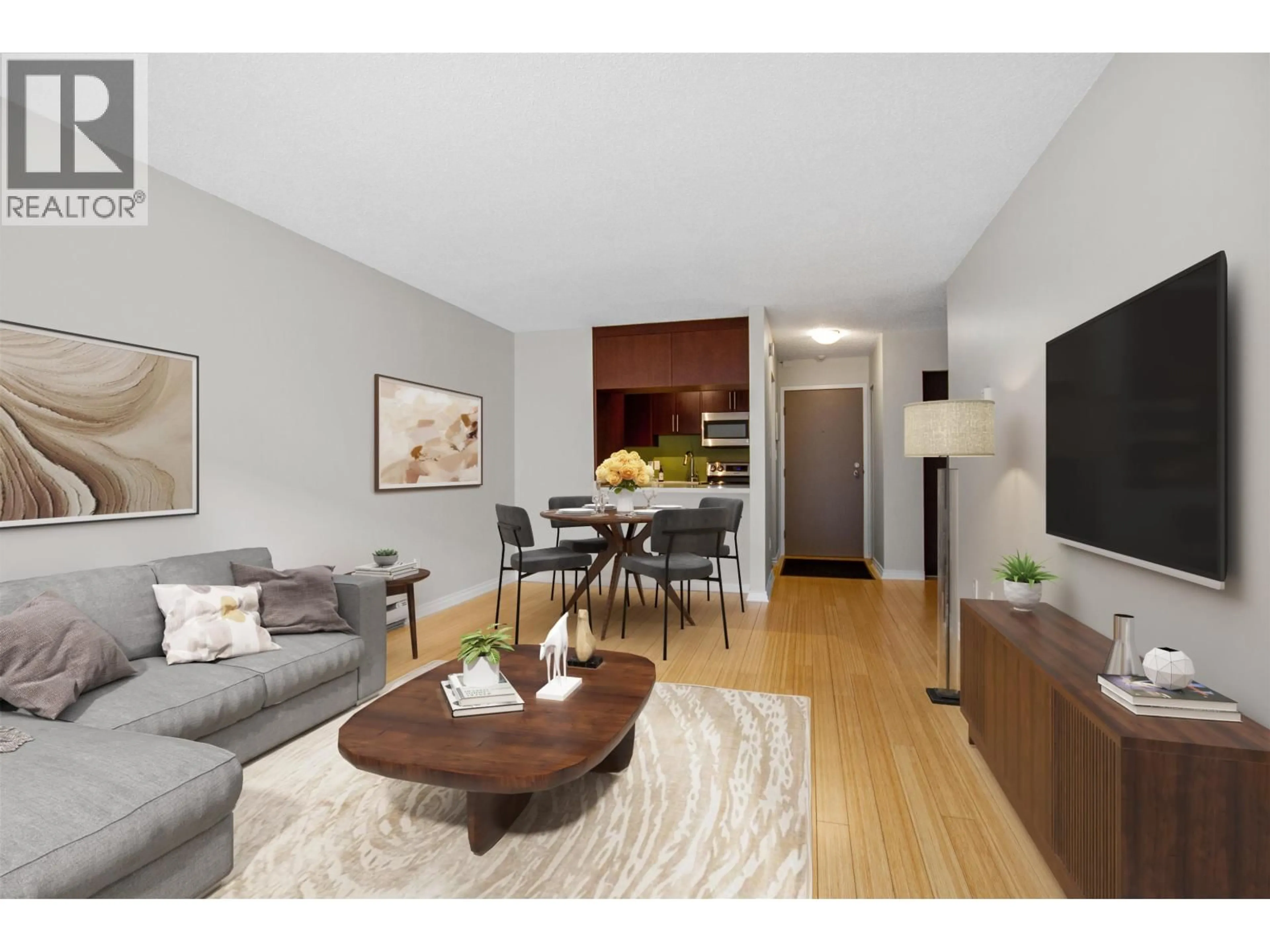 Living room with furniture, wood/laminate floor for 201 - 550 7TH AVENUE, Vancouver British Columbia V5T1N7