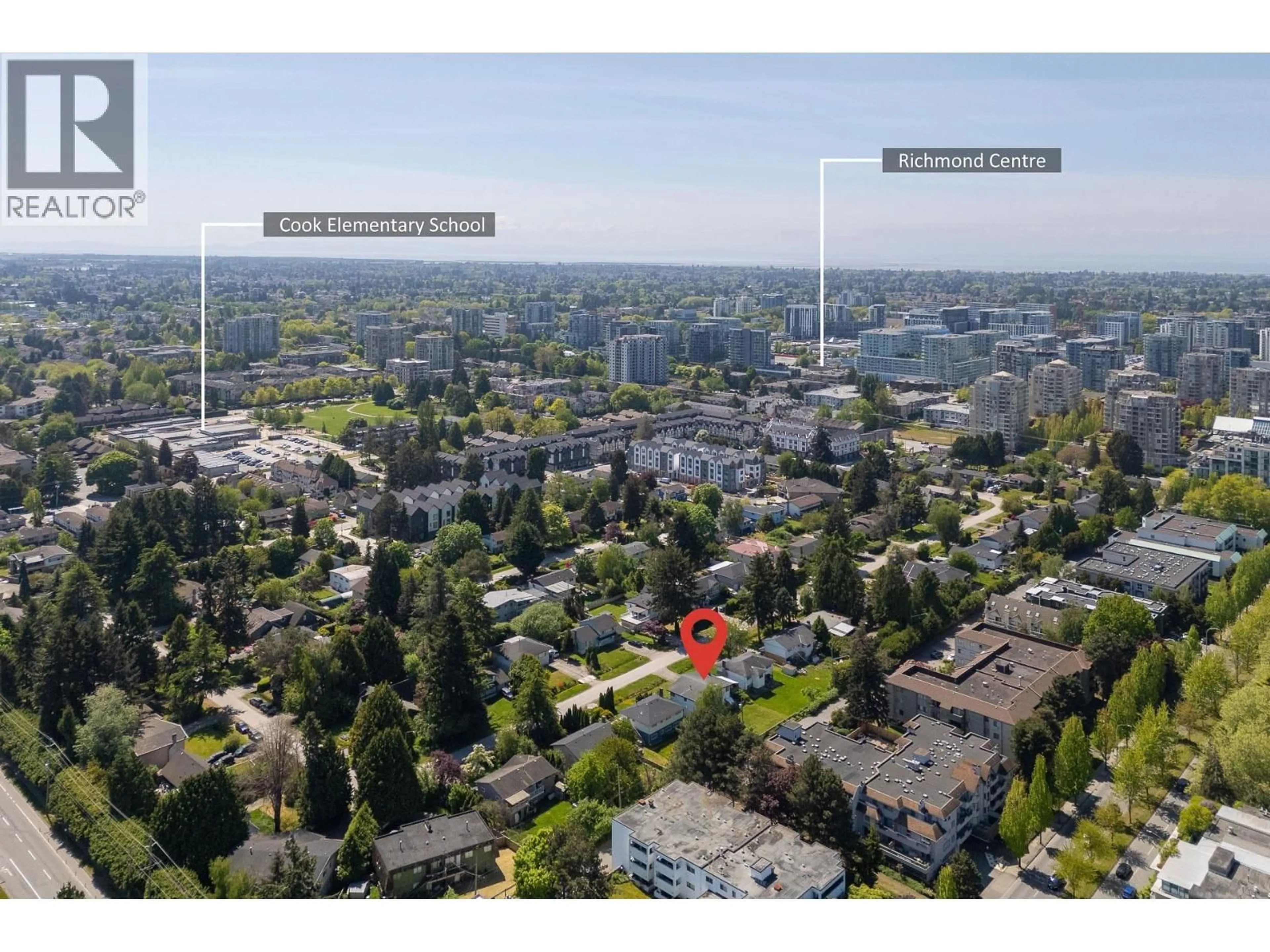 A pic from outside/outdoor area/front of a property/back of a property/a pic from drone, city buildings view from balcony for 8371 SPIRES ROAD, Richmond British Columbia V6Y1W1