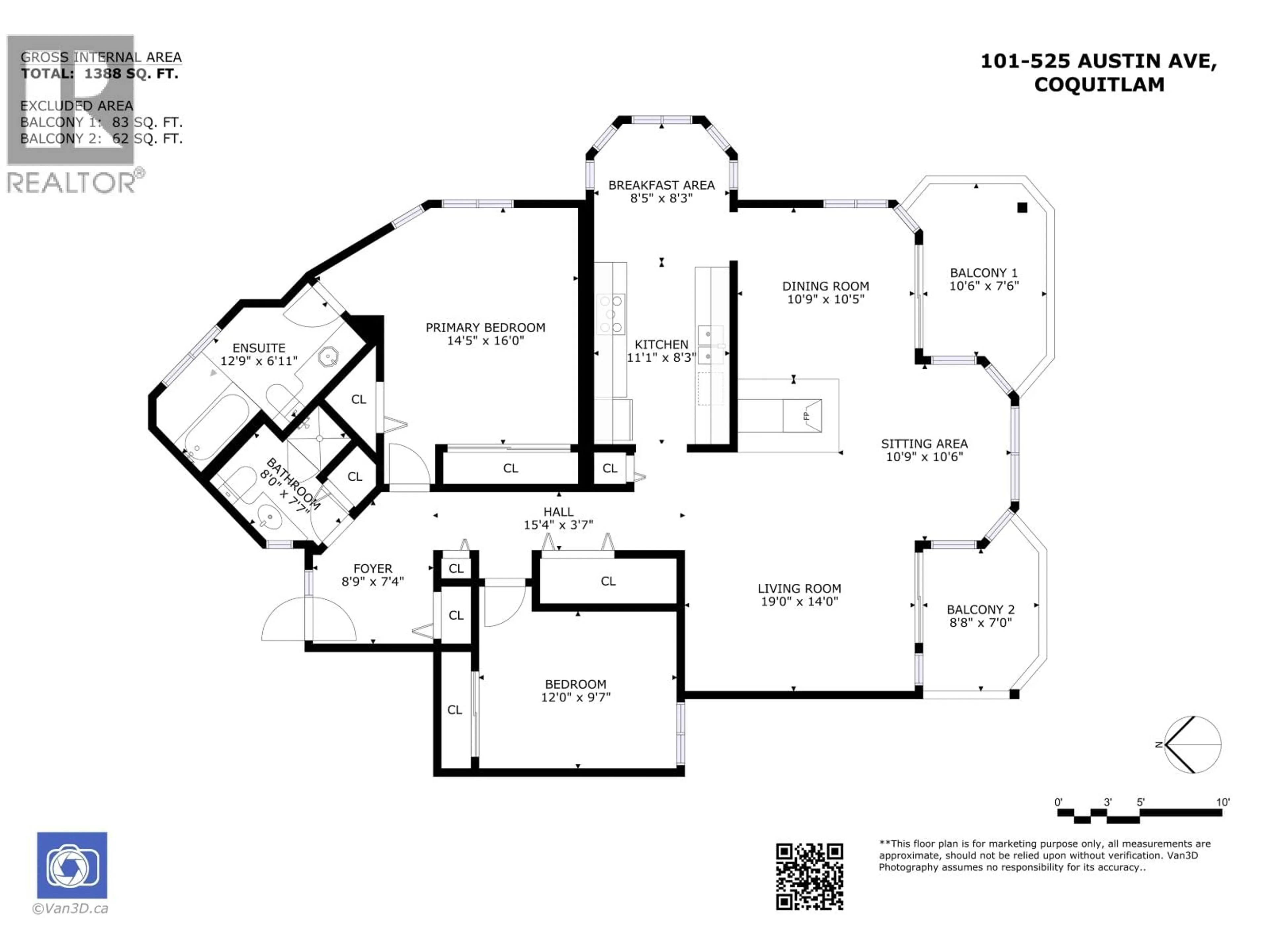 Floor plan for 101 - 525 AUSTIN AVENUE, Coquitlam British Columbia V3K3M6