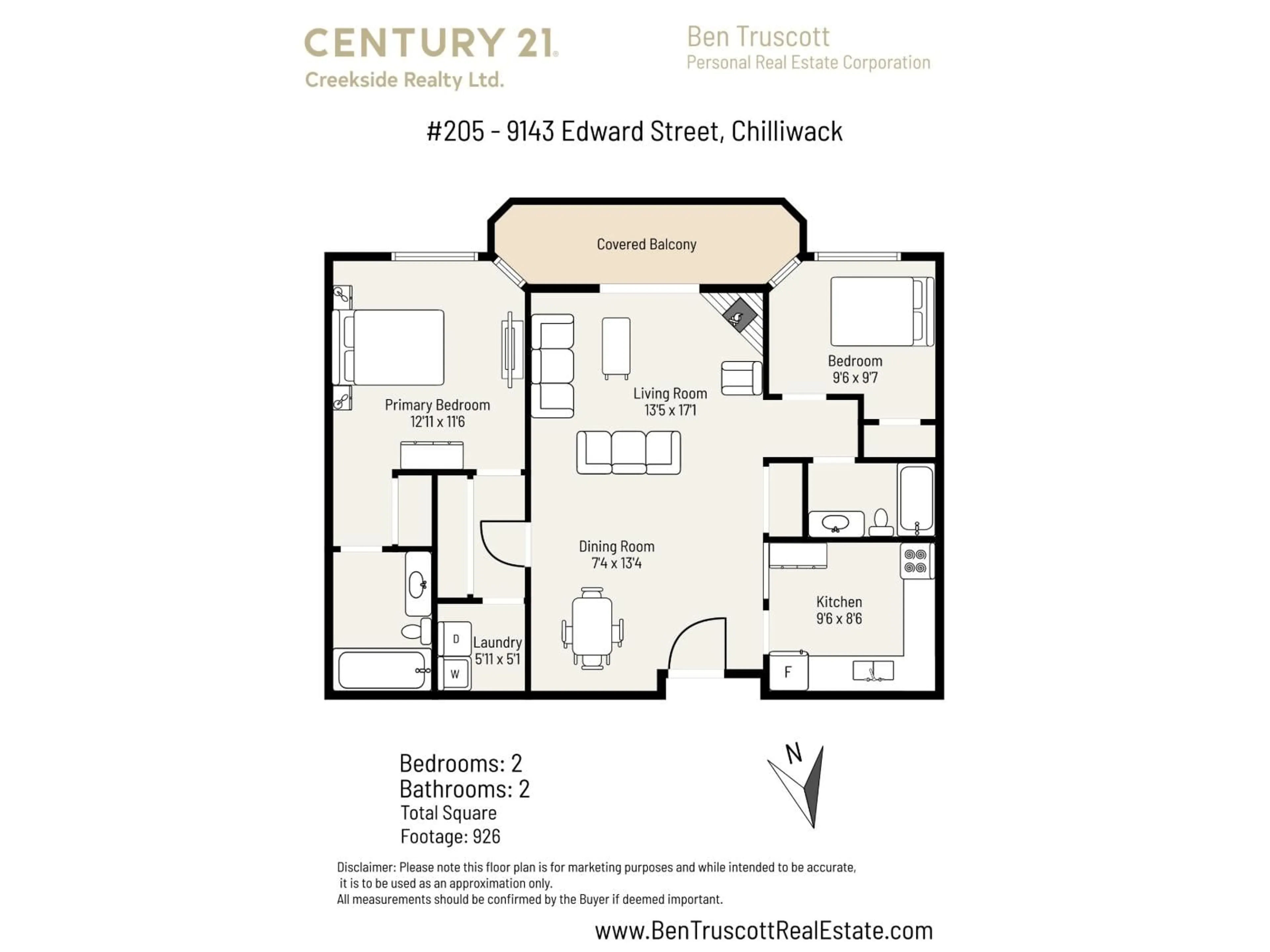 Floor plan for 205 - 9143 EDWARD STREET, Chilliwack British Columbia V2P4C5