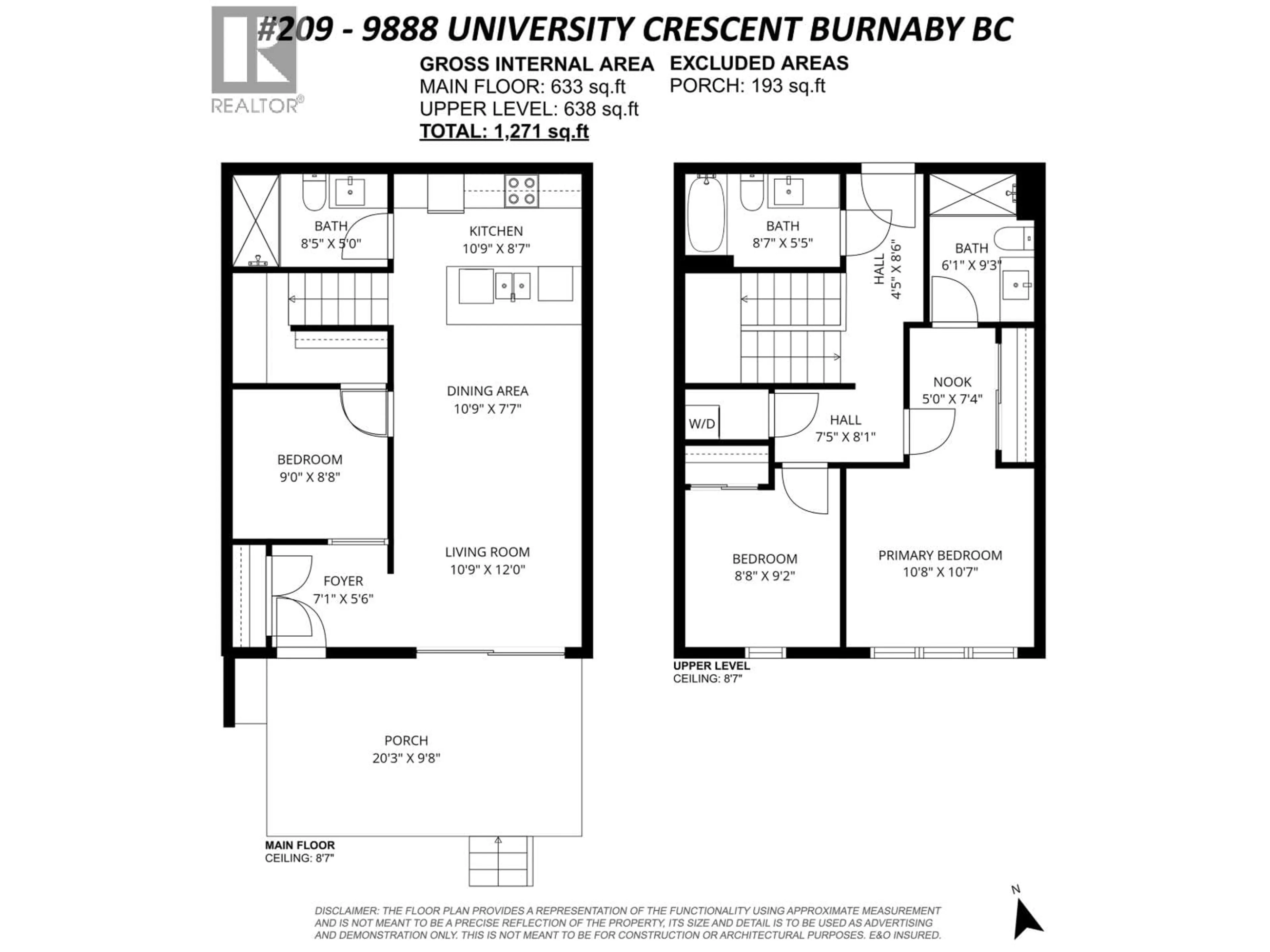 Floor plan for 209 - 9888 UNIVERSITY CRESCENT, Burnaby British Columbia V5A0G4