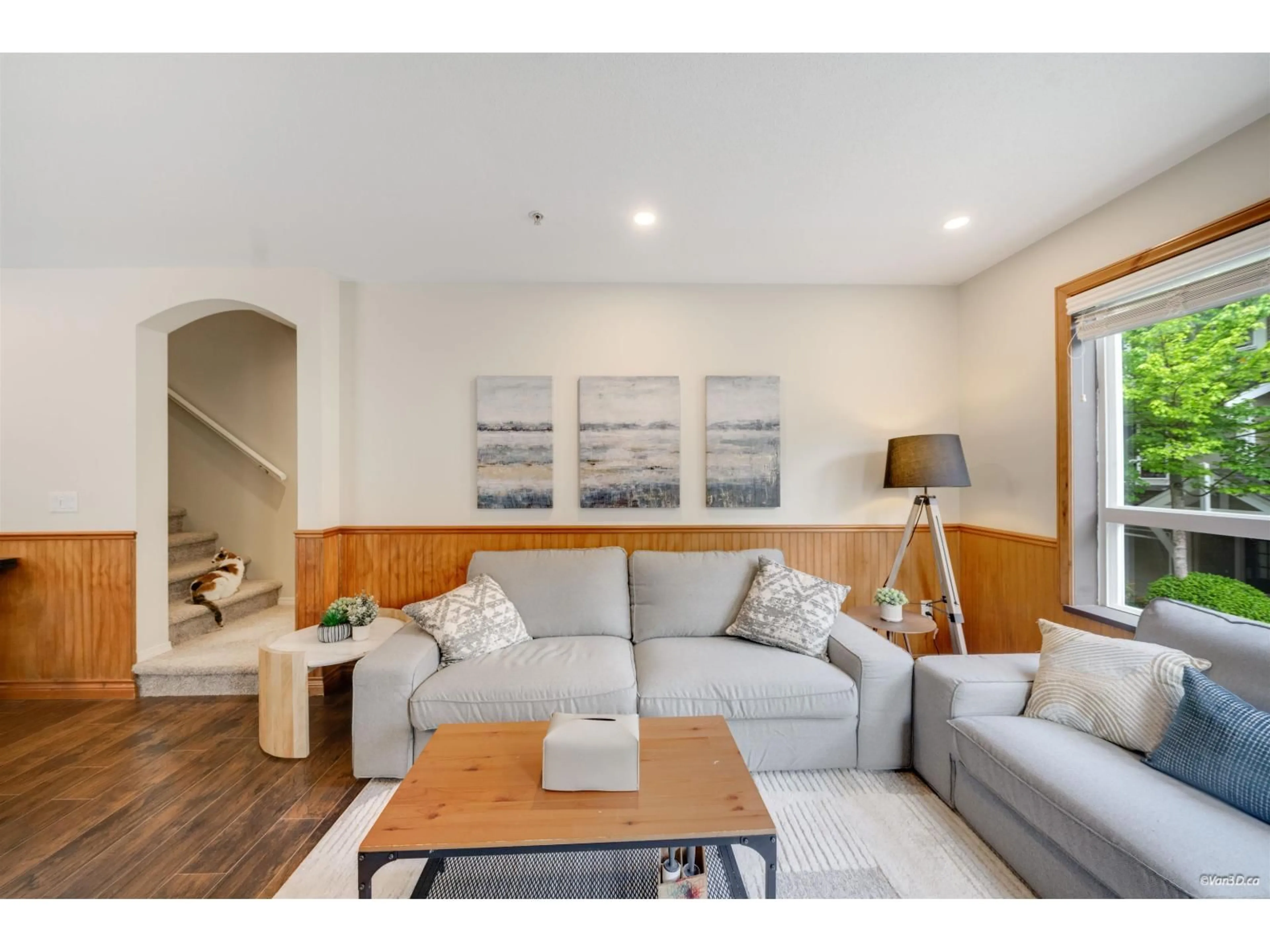 Living room with furniture, wood/laminate floor for 138 - 6747 203 STREET, Langley British Columbia V2Y3B5