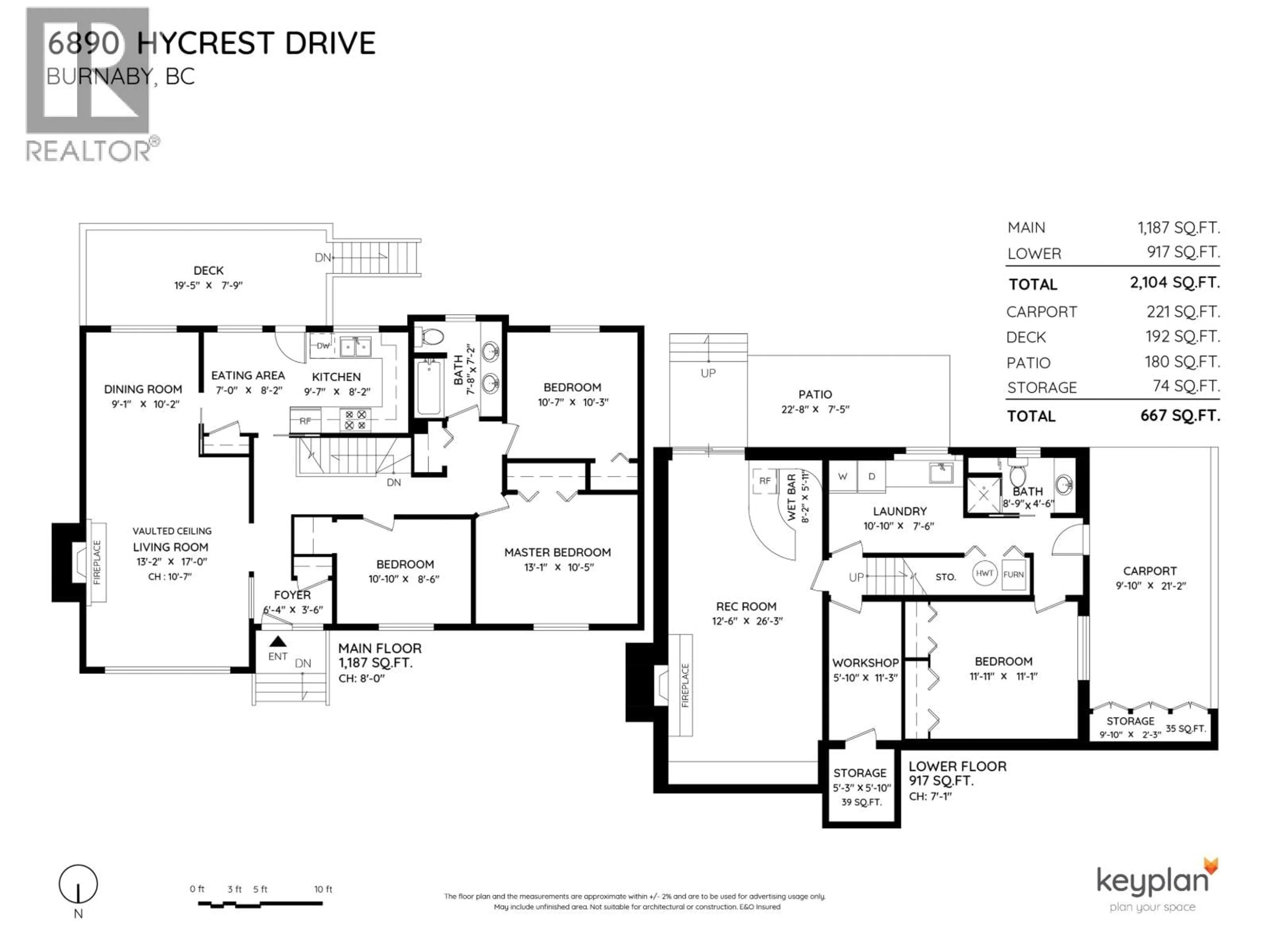 Floor plan for 6890 HYCREST DRIVE, Burnaby British Columbia V5B2X2
