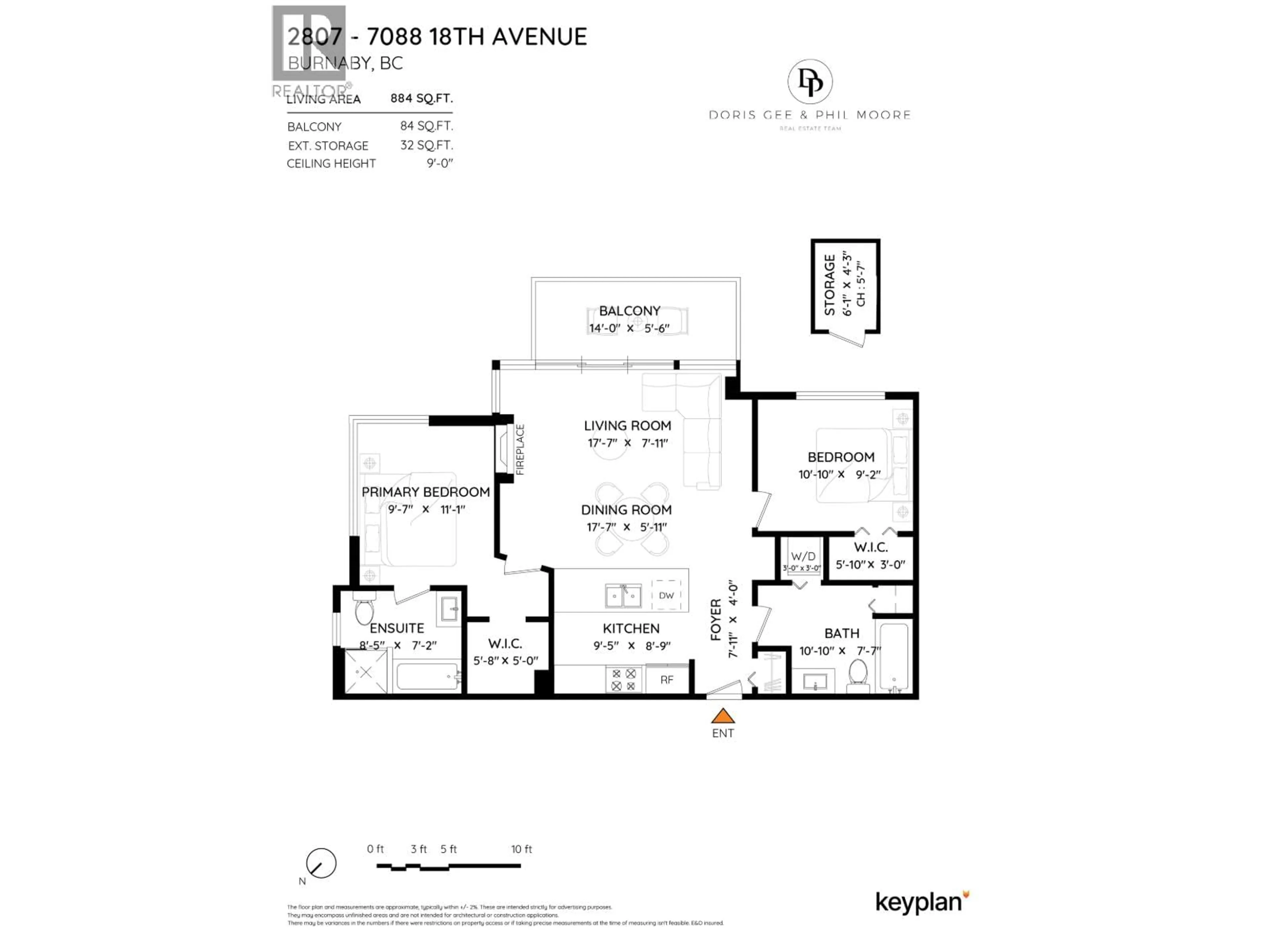 Floor plan for 2807 - 7088 18TH AVENUE, Burnaby British Columbia V3N0A2