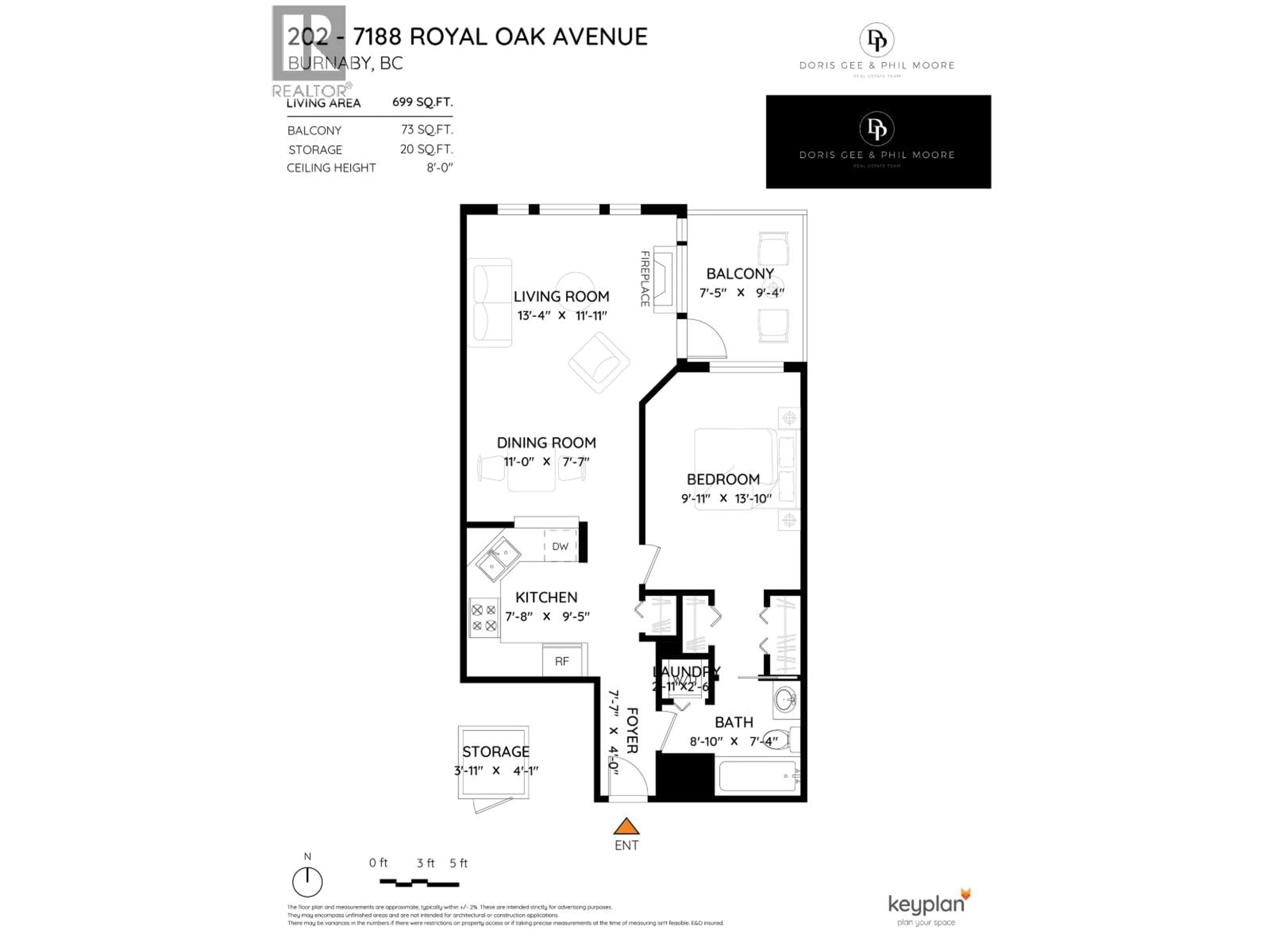 Floor plan for 202 - 7188 ROYAL OAK AVENUE, Burnaby British Columbia V5J4J4