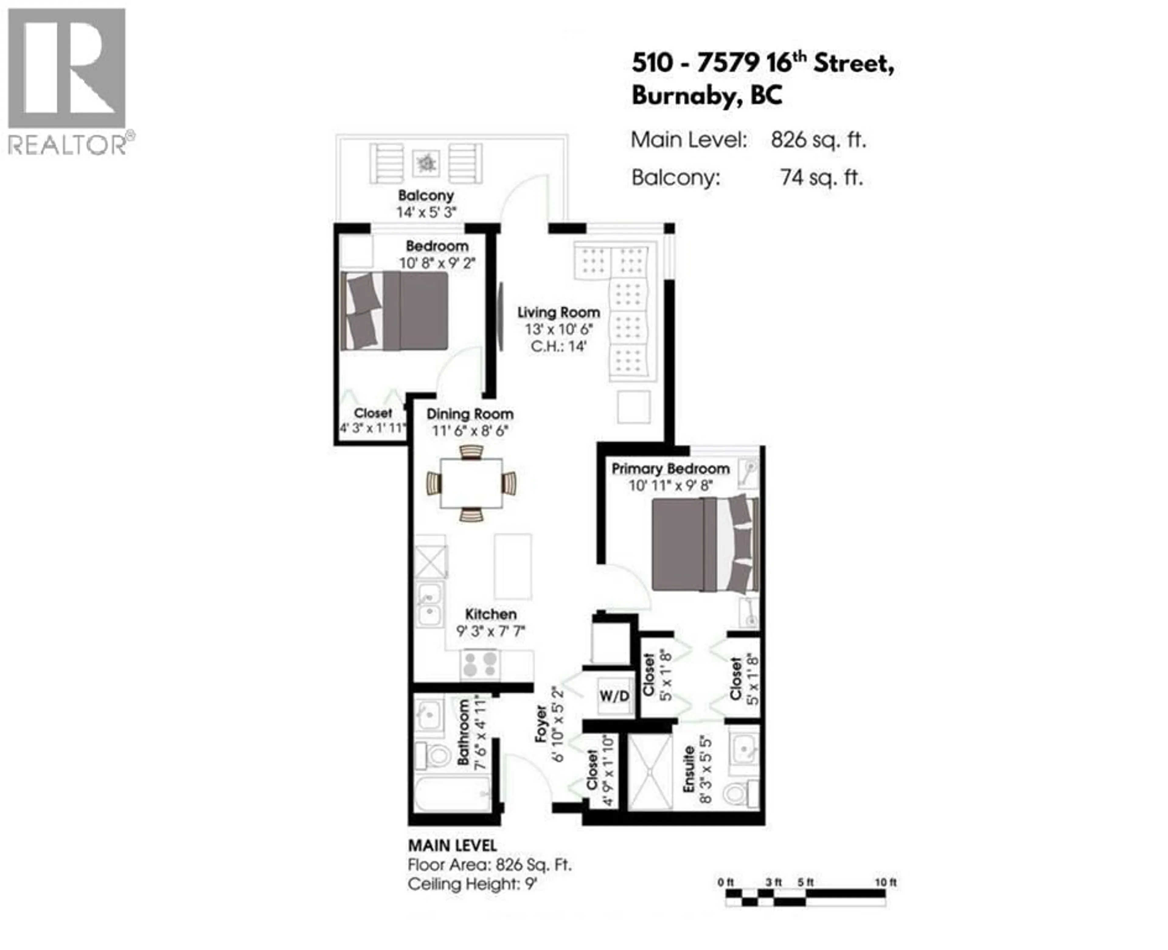 Floor plan for 510 - 7579 16TH STREET, Burnaby British Columbia V3N0H7