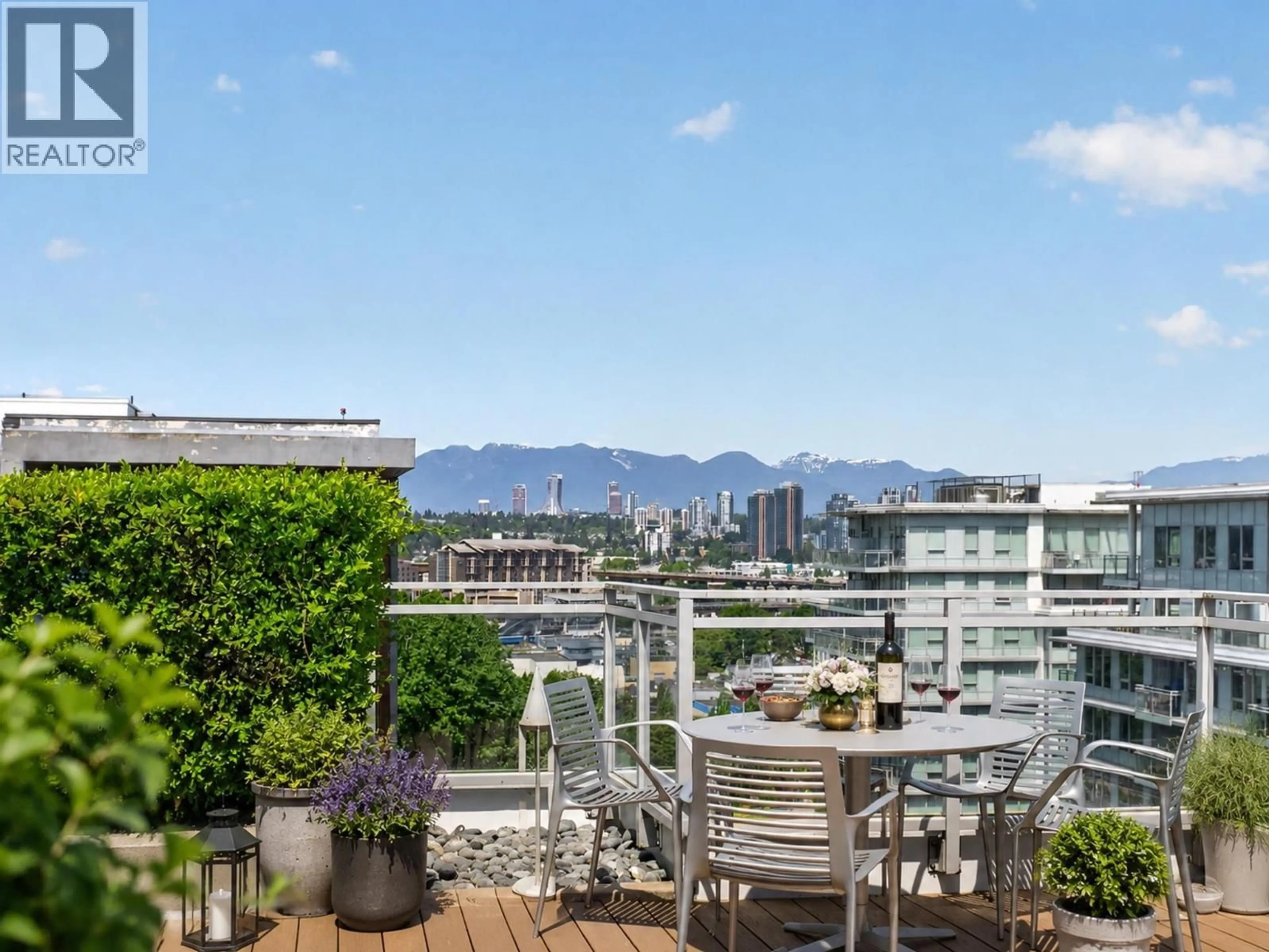 Patio, city buildings view from balcony for 1901 - 8800 HAZELBRIDGE WAY, Richmond British Columbia V6X1P6