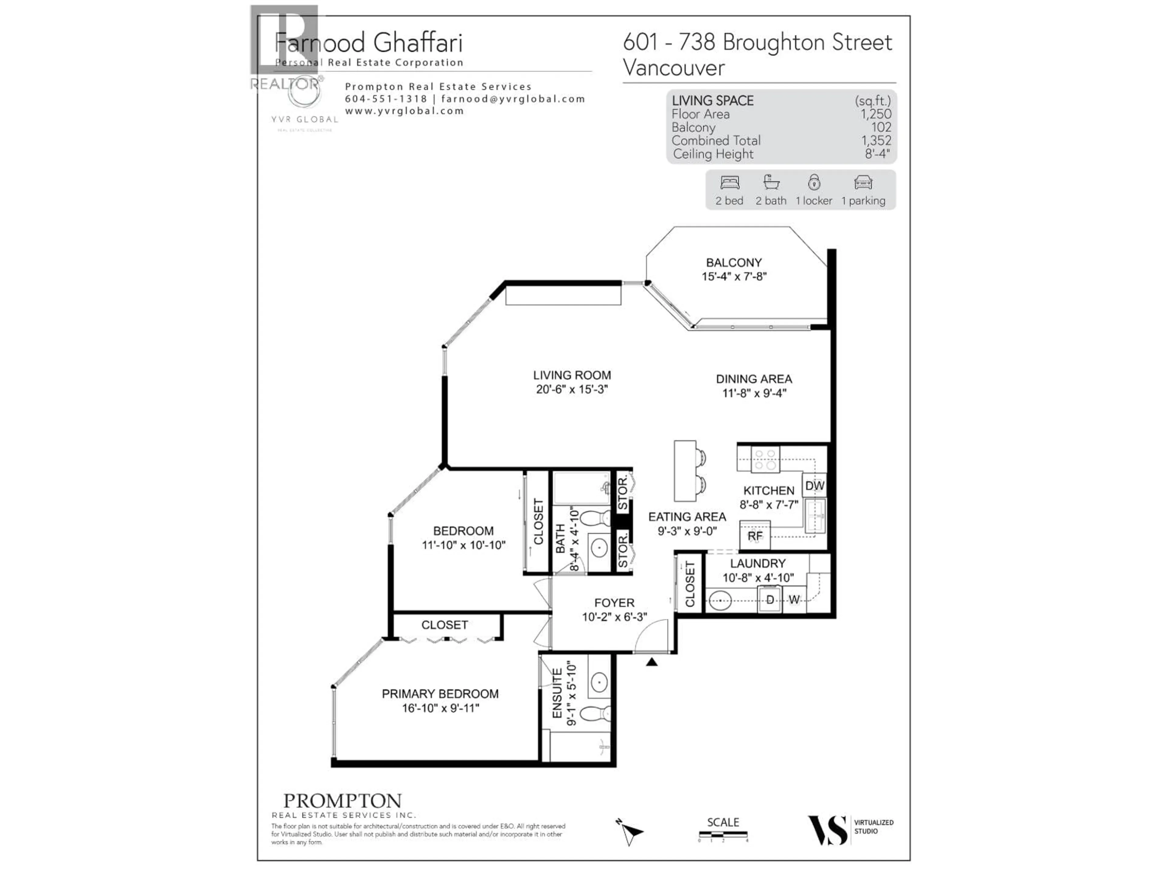 Floor plan for 601 - 738 BROUGHTON STREET, Vancouver British Columbia V6G3A7