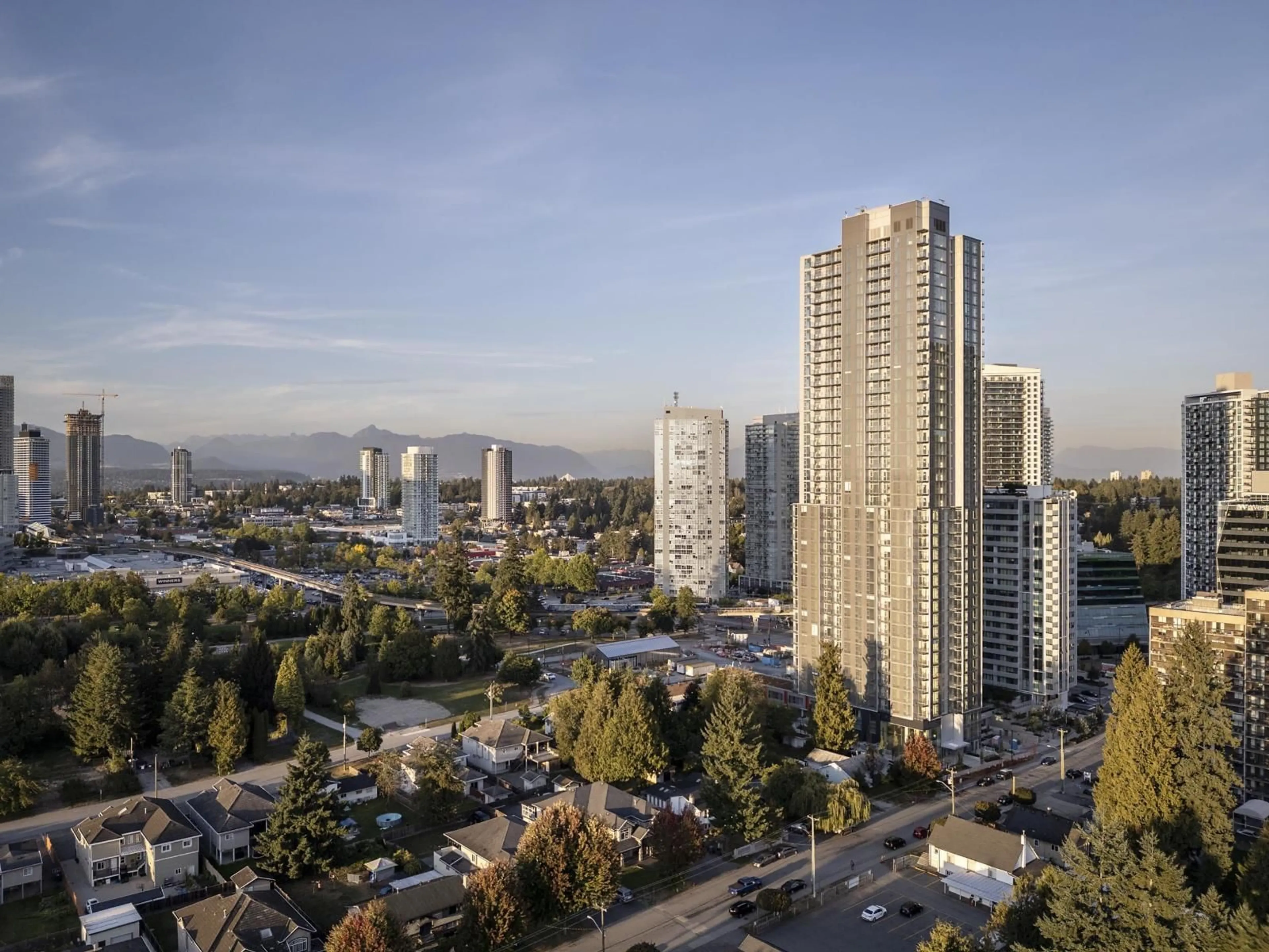 A pic from outside/outdoor area/front of a property/back of a property/a pic from drone, city buildings view from balcony for 2210 - 13573 98A AVENUE, Surrey British Columbia V3T0X1