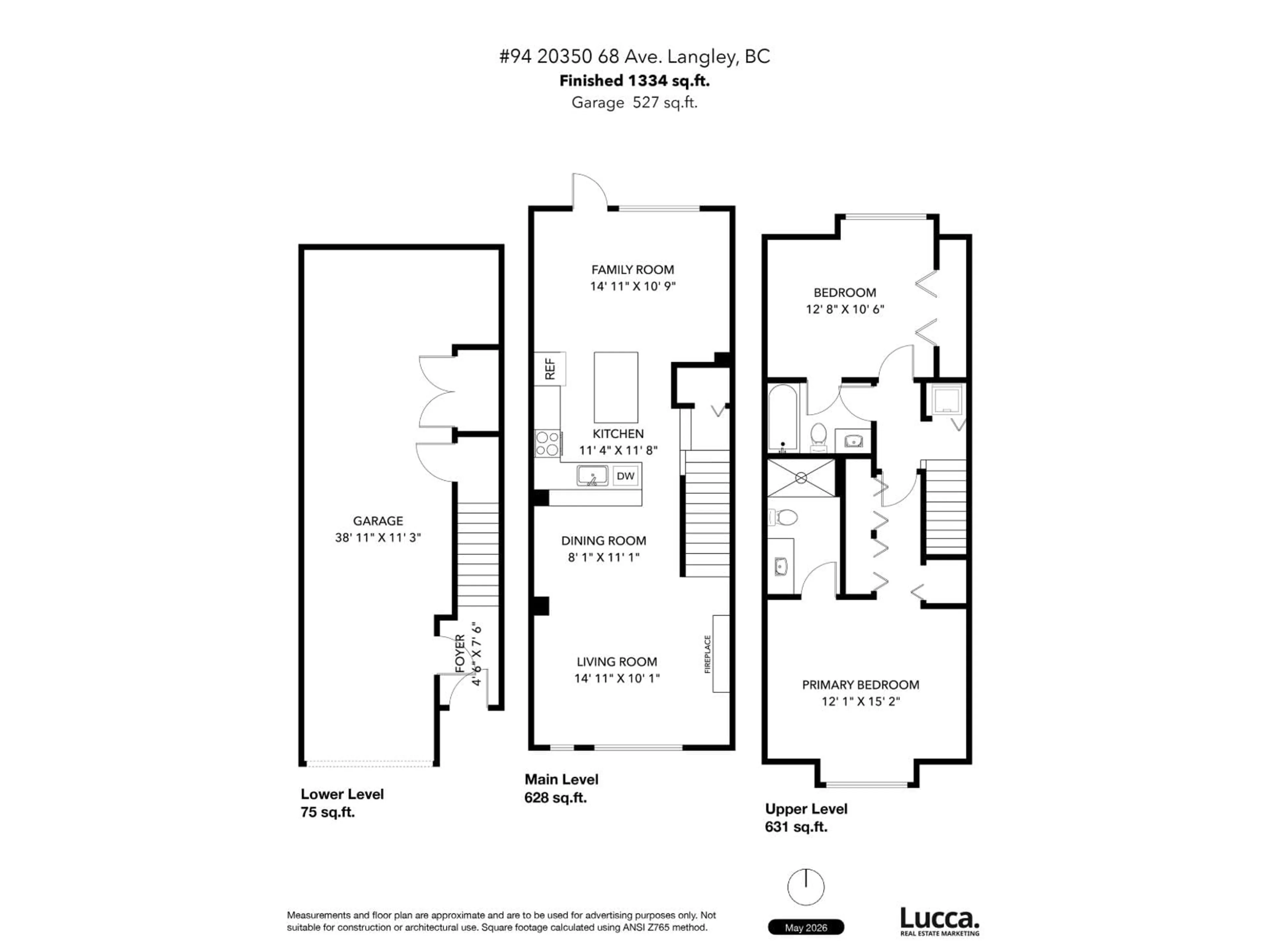 Floor plan for 94 - 20350 68 AVENUE, Langley British Columbia V2Y3A5
