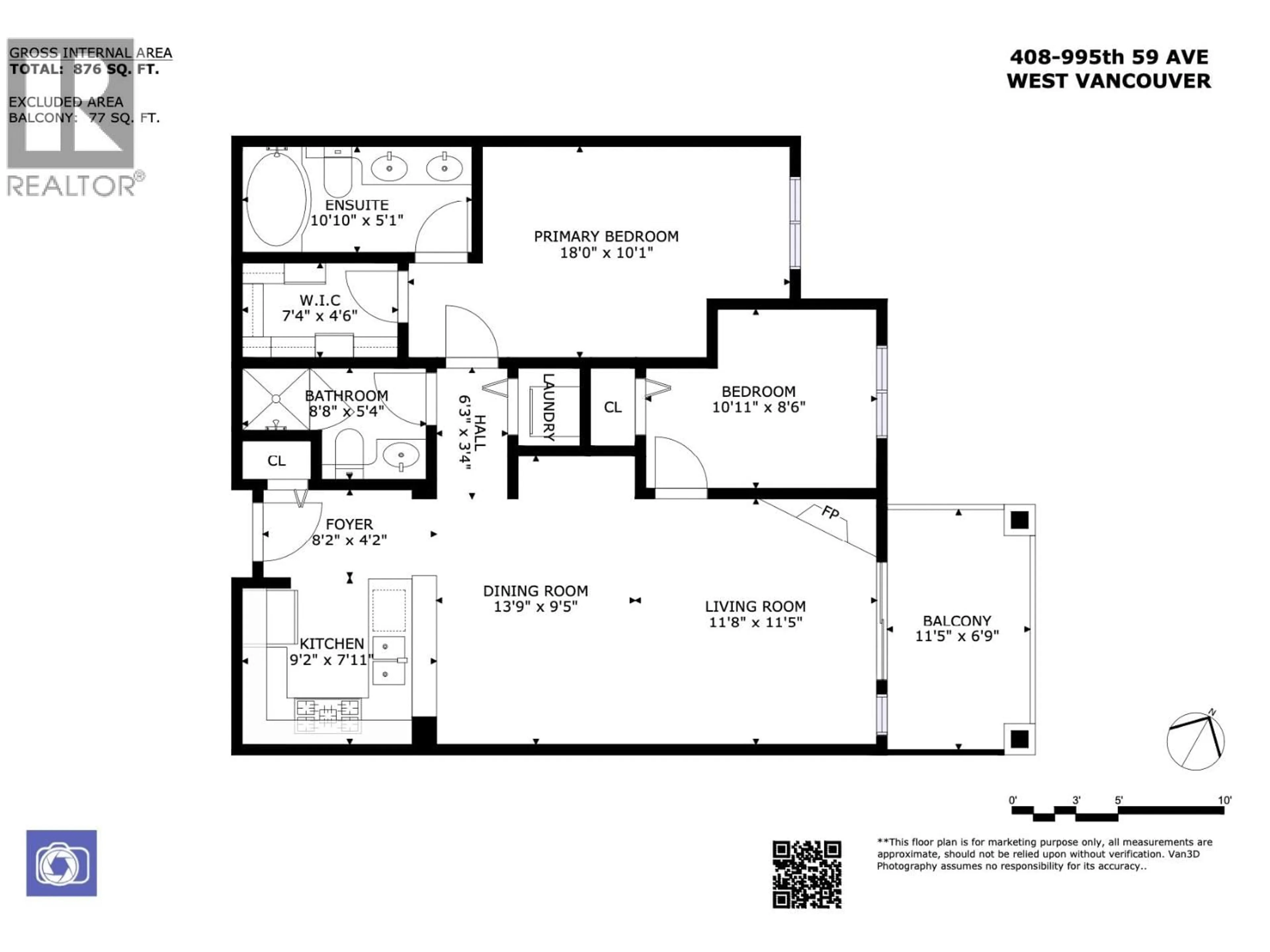 Floor plan for 408 - 995 59TH AVENUE, Vancouver British Columbia V6P6Z2