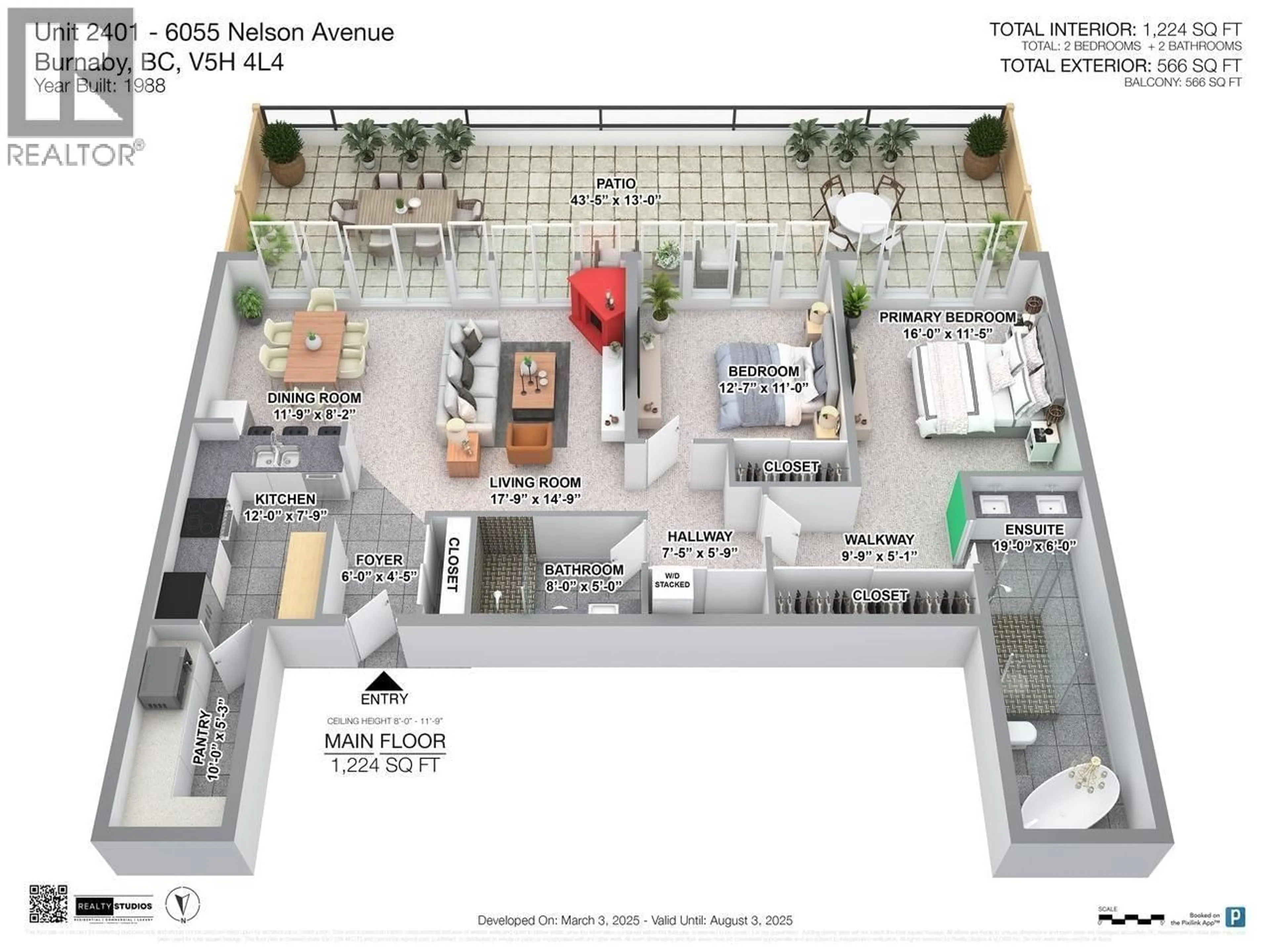 Floor plan for 2401 - 6055 NELSON AVENUE, Burnaby British Columbia V5H4L4