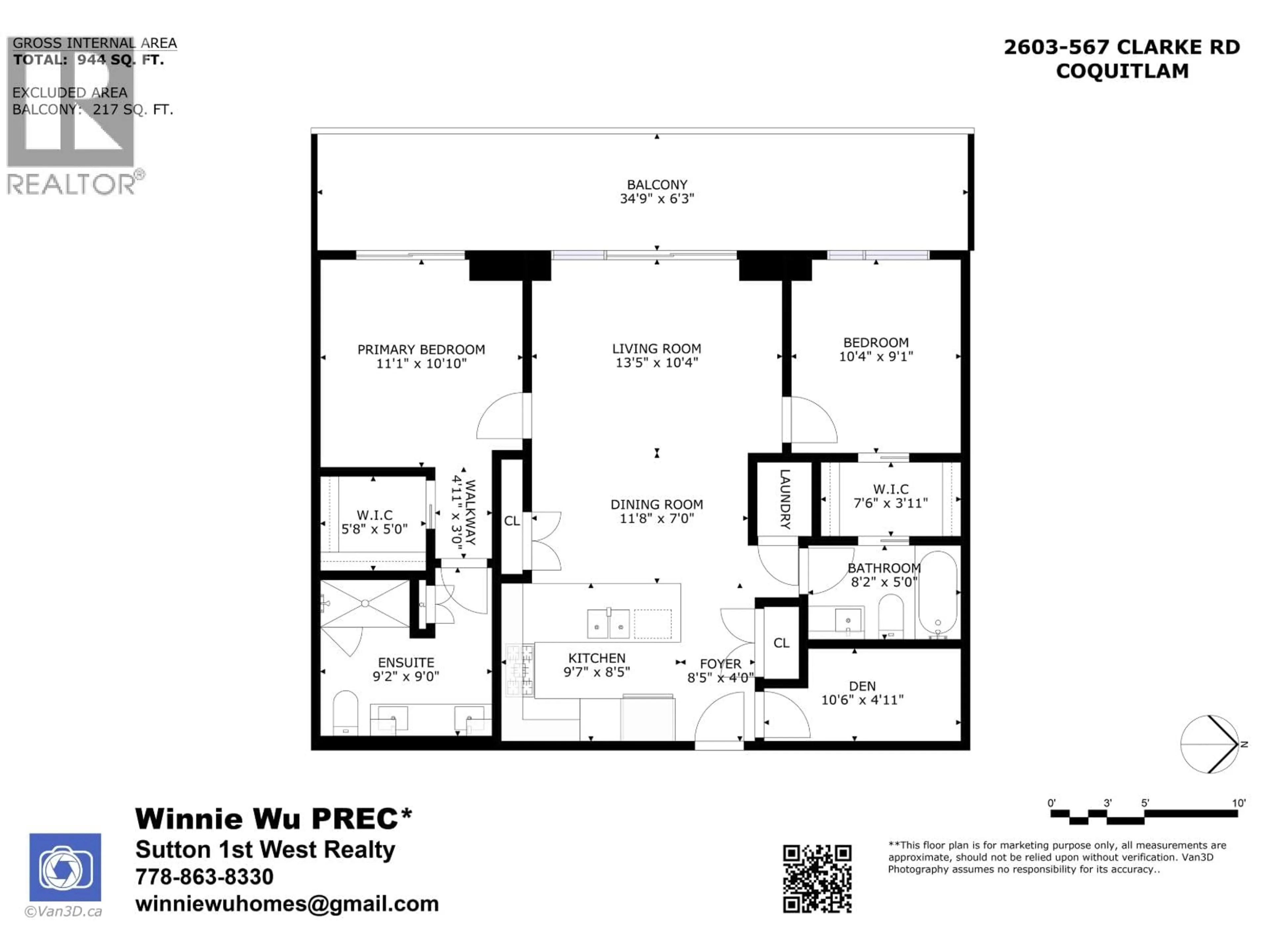 Floor plan for 2603 - 567 CLARKE ROAD, Coquitlam British Columbia V3J0K7