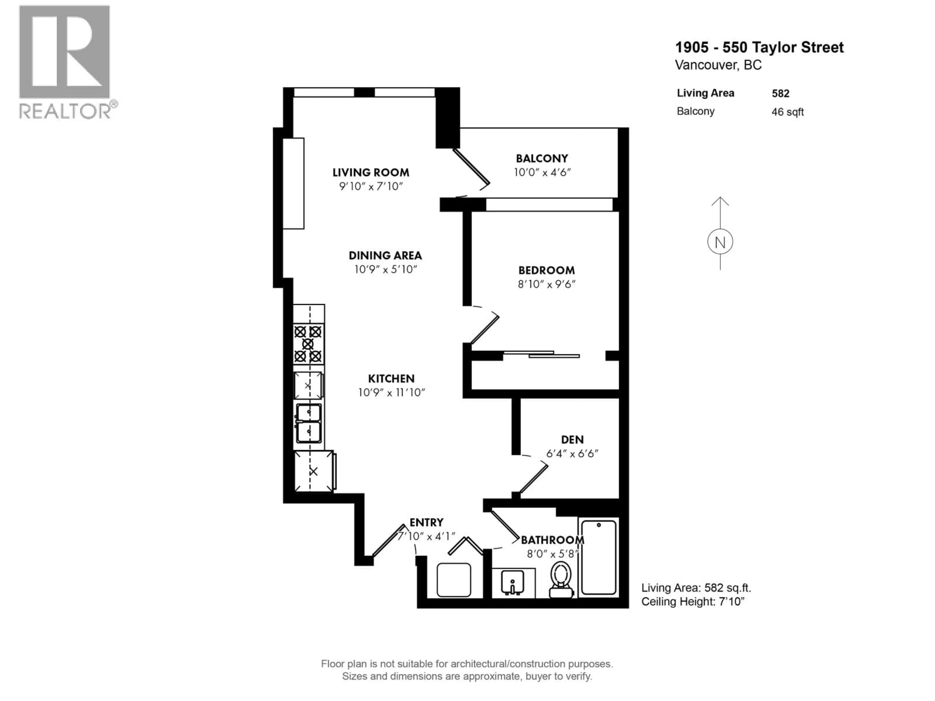 Floor plan for 1905 - 550 TAYLOR STREET, Vancouver British Columbia V6B1R1