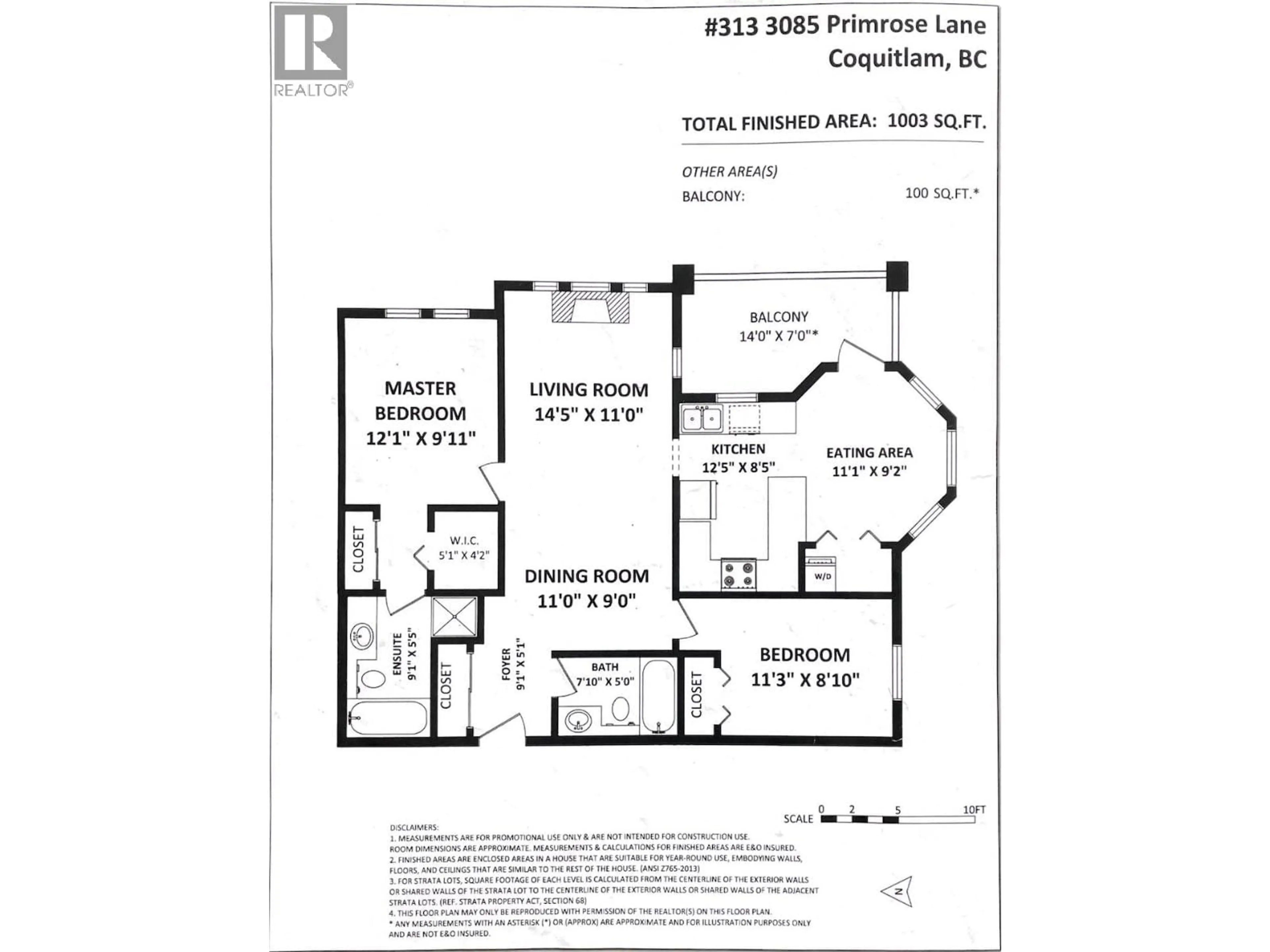 Floor plan for 313 - 3085 PRIMROSE LANE, Coquitlam British Columbia V3B7S3