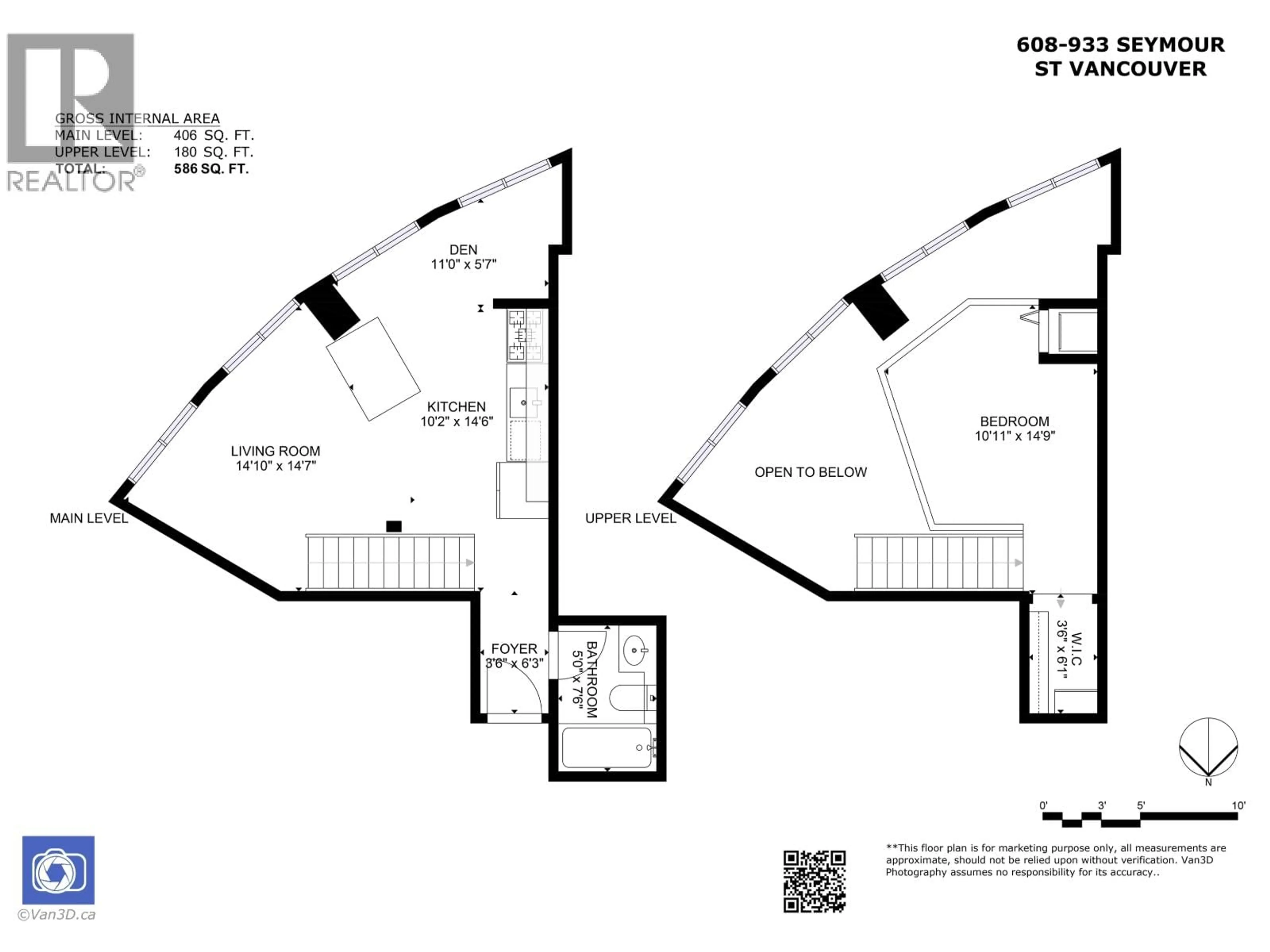 Floor plan for 608 - 933 SEYMOUR STREET, Vancouver British Columbia V6B6L6