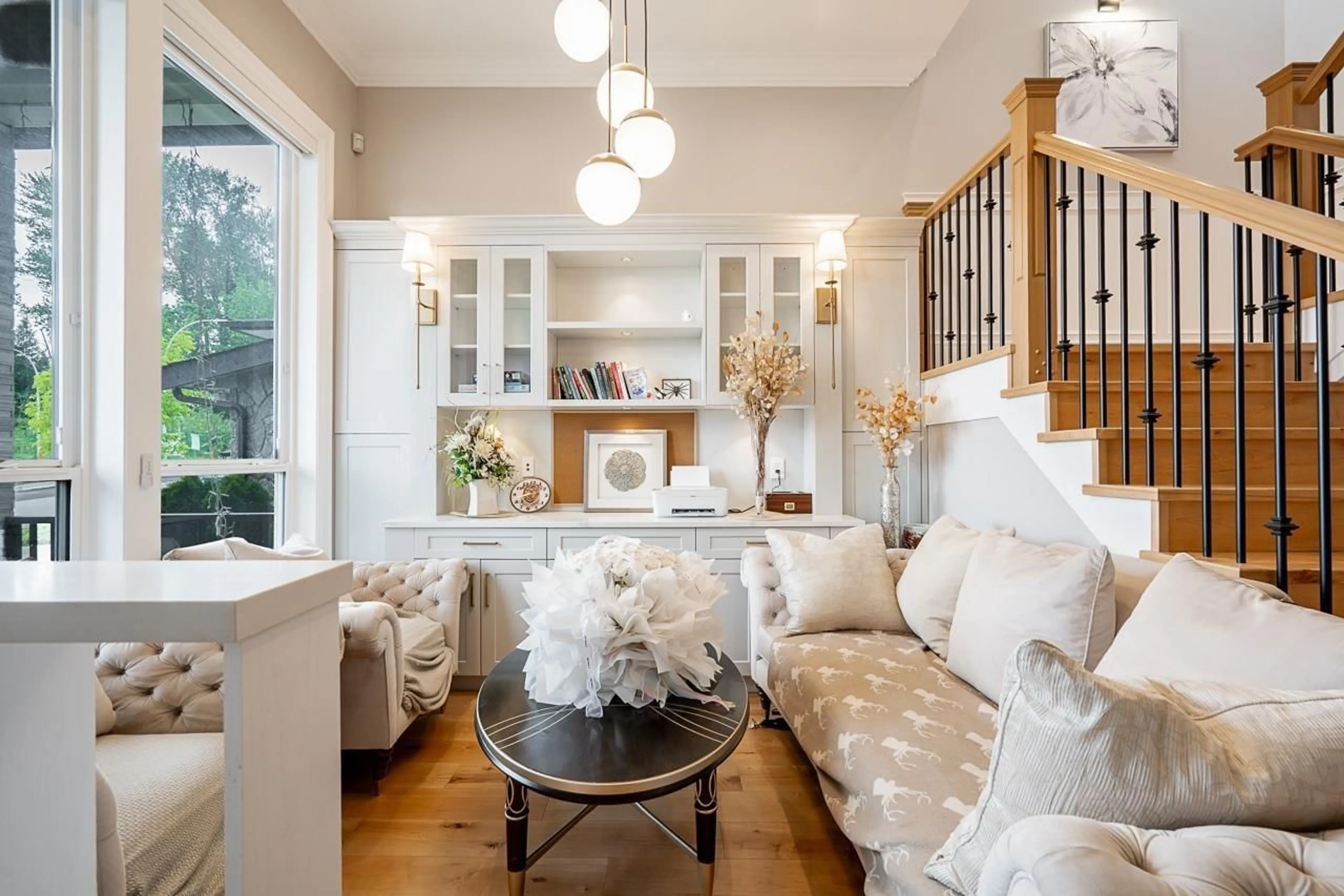 Living room with furniture, wood/laminate floor for 1720 166A STREET, Surrey British Columbia V3Z0T3